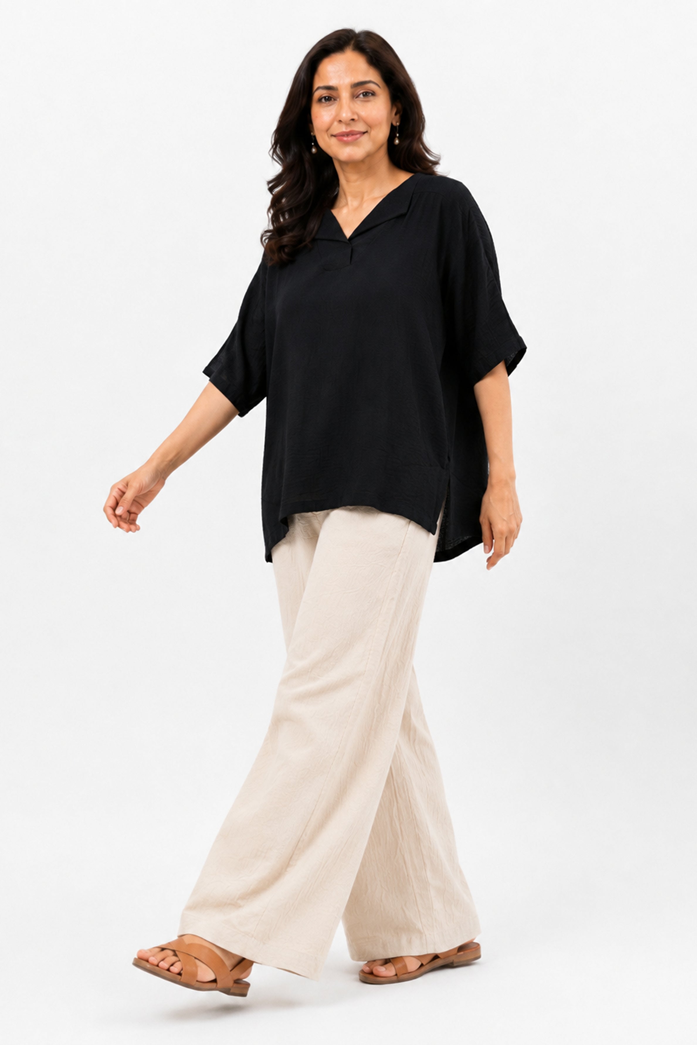 HADA Casual Relaxed Fit Blouse - Black