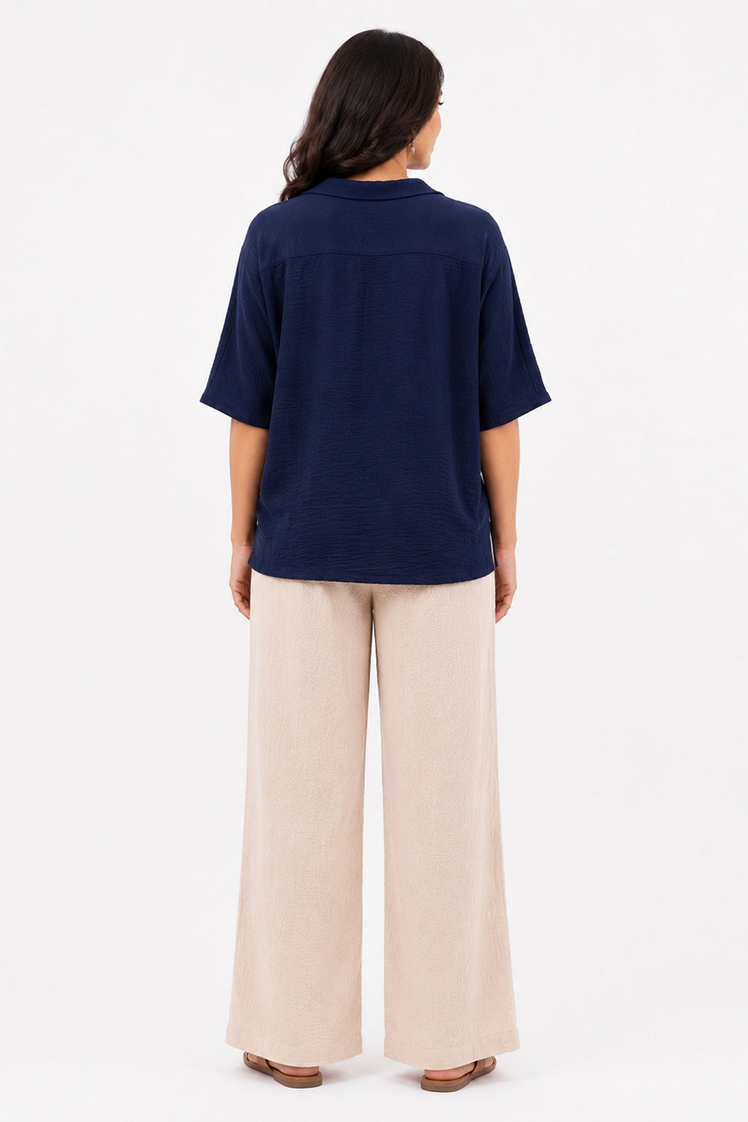 HADA Casual Relaxed Fit Blouse - Navy