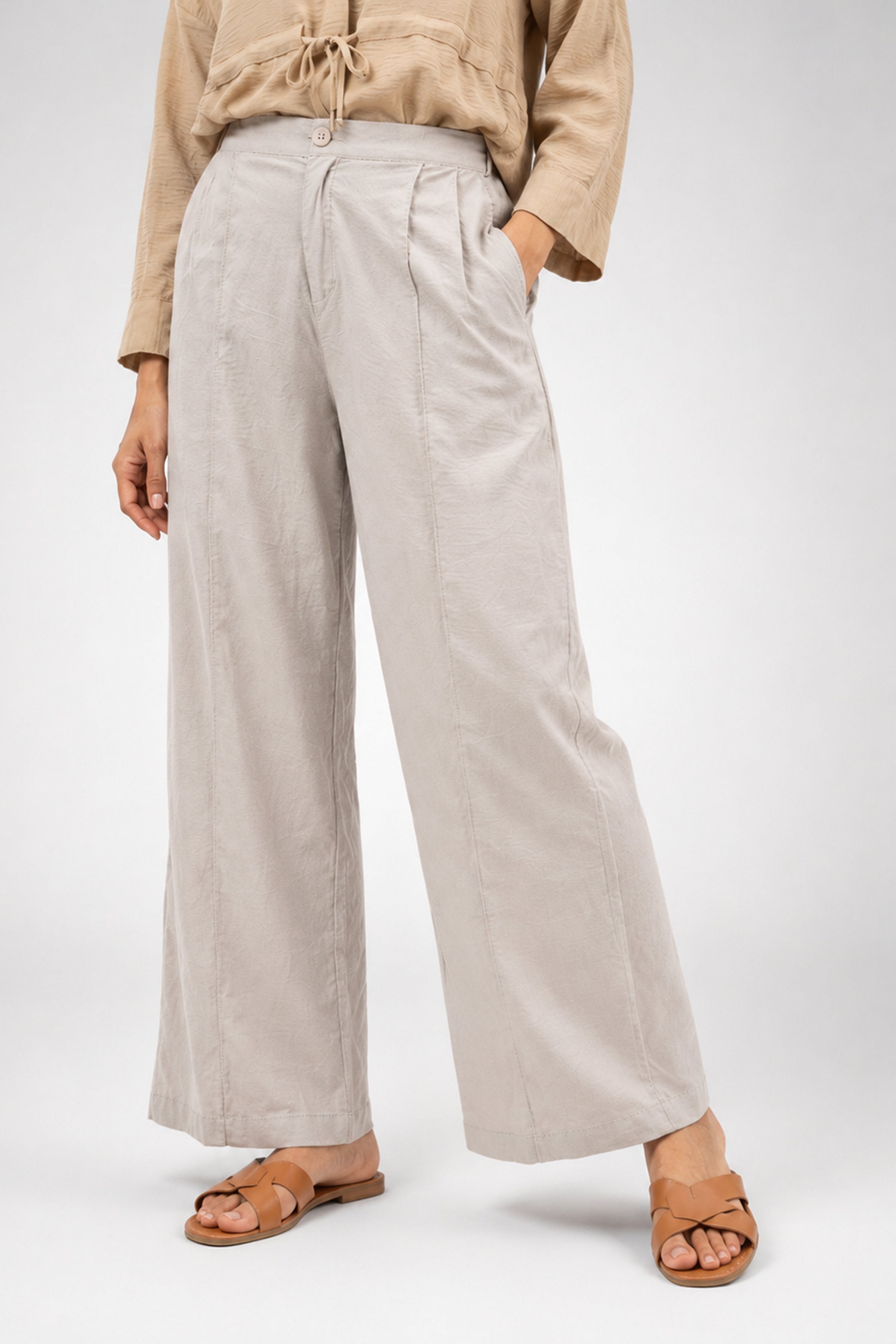 HADA Casual Relaxed Fit Pant - Beige