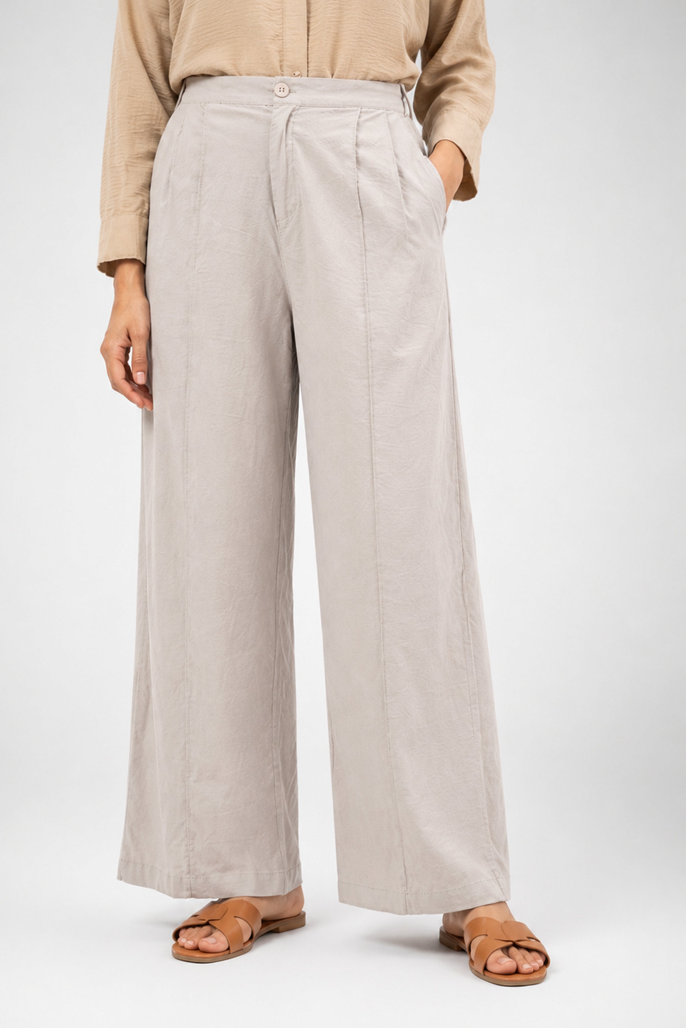 HADA Casual Relaxed Fit Pant - Beige