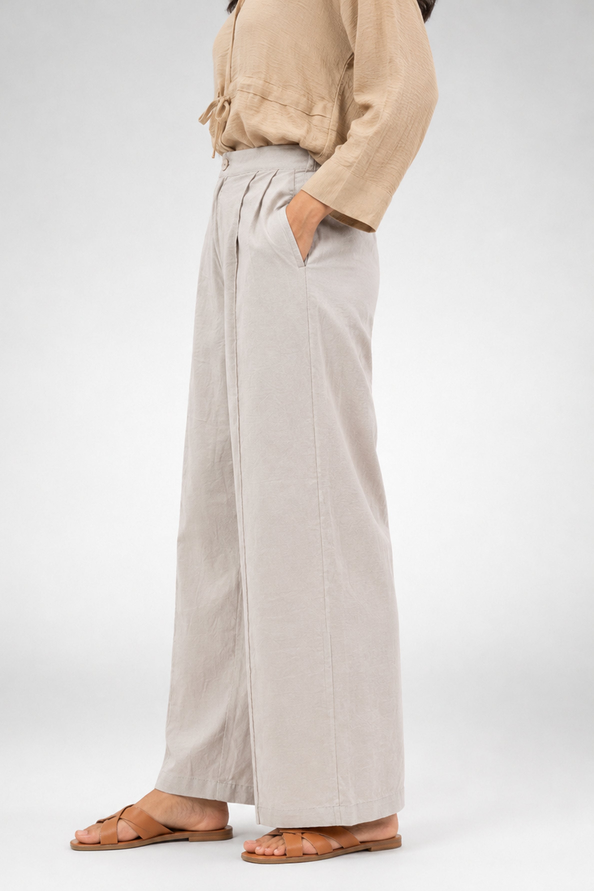 HADA Casual Relaxed Fit Pant - Beige
