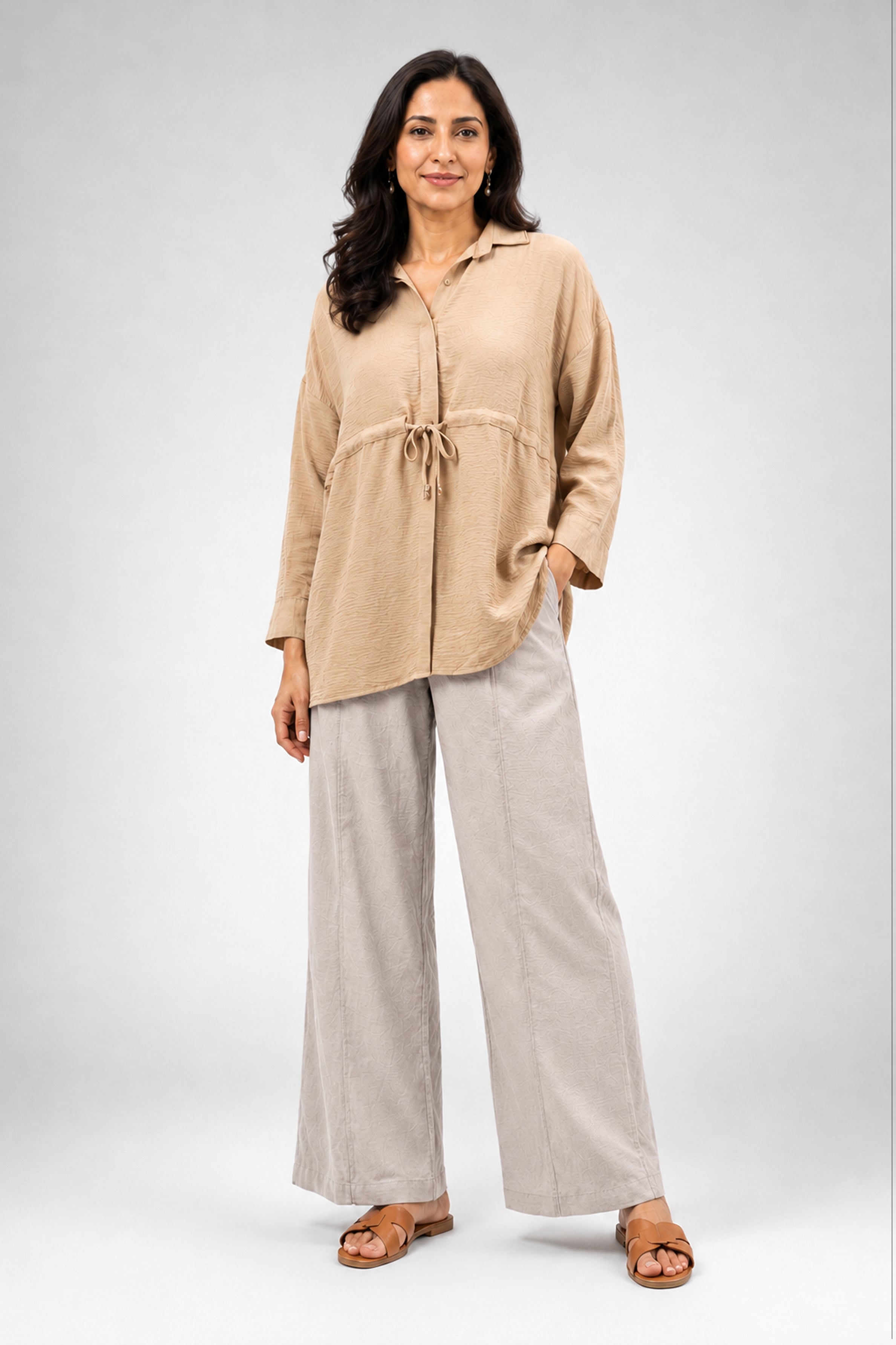 HADA Casual Relaxed Fit Pant - Beige