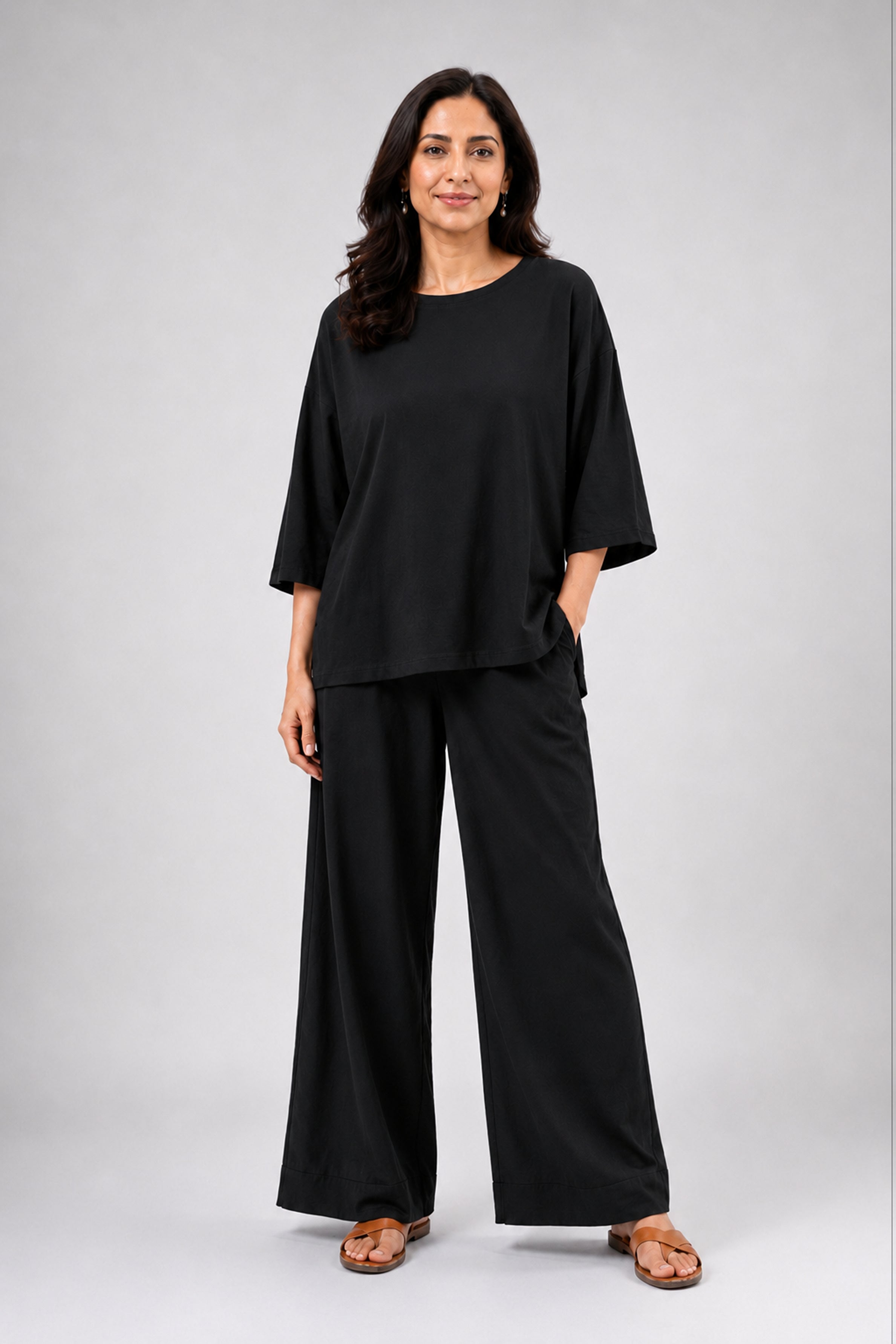 HADA Casual Relaxed Fit Pant - Black