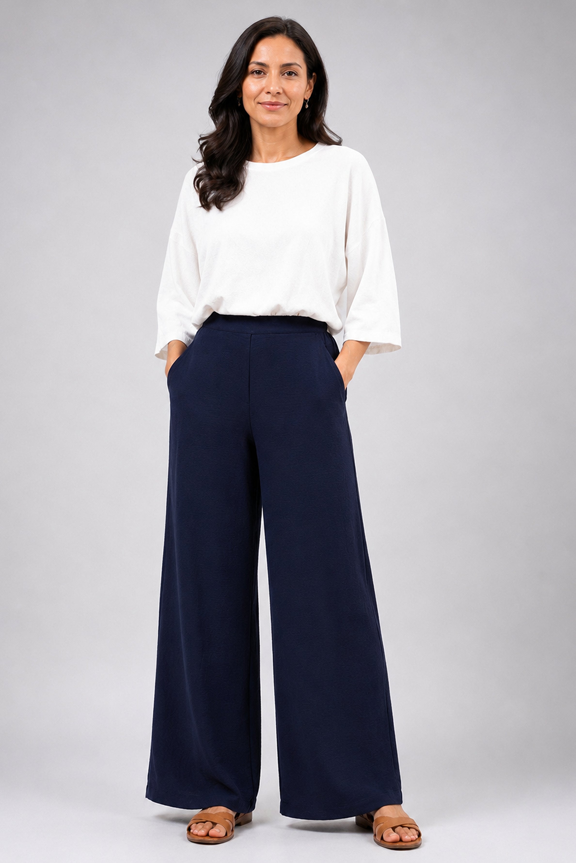 HADA Casual Relaxed Fit Pant - Navy
