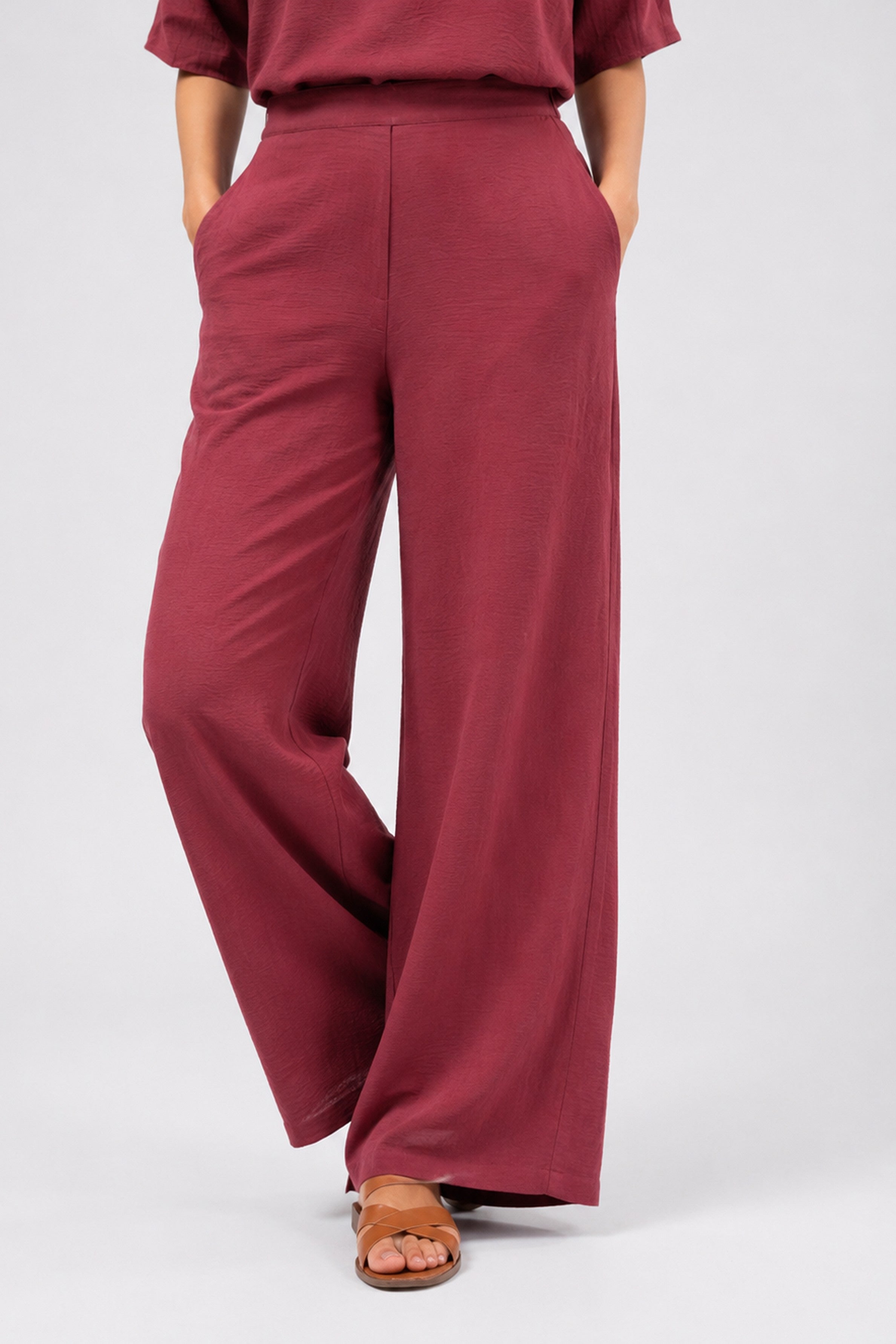 HADA Casual Relaxed Fit Pant - Brick