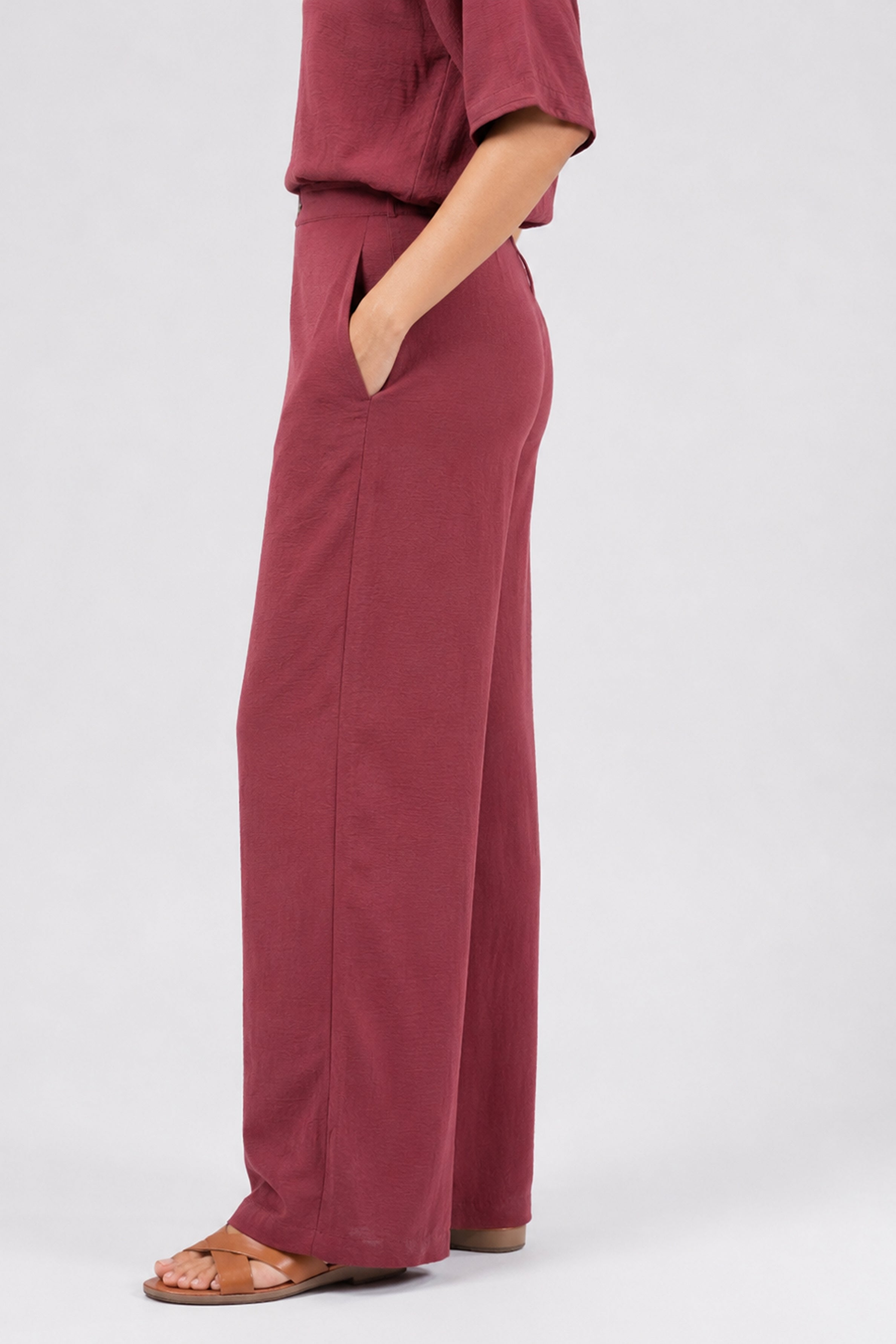 HADA Casual Relaxed Fit Pant - Brick