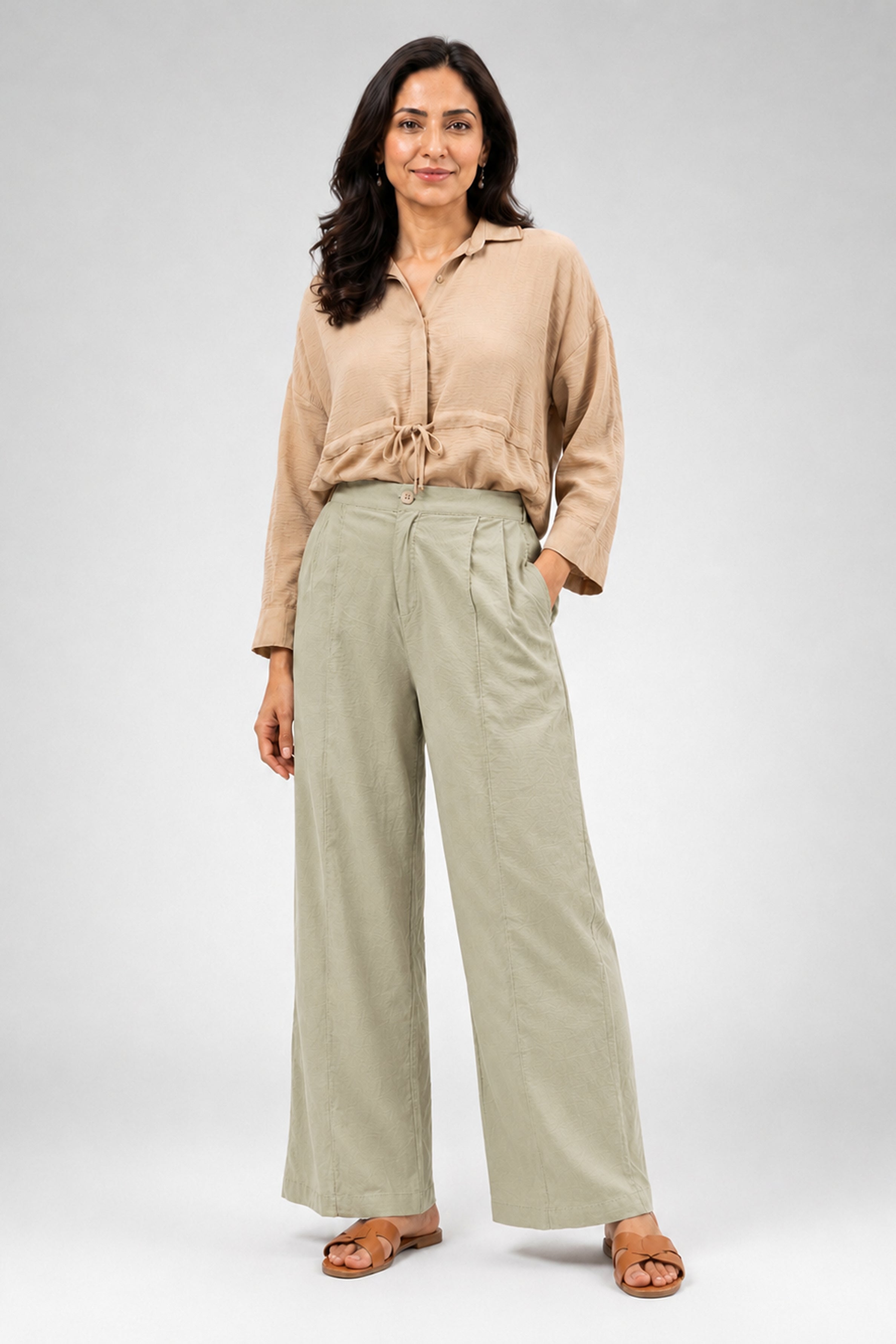 HADA Casual Relaxed Fit Pant - Mint Green