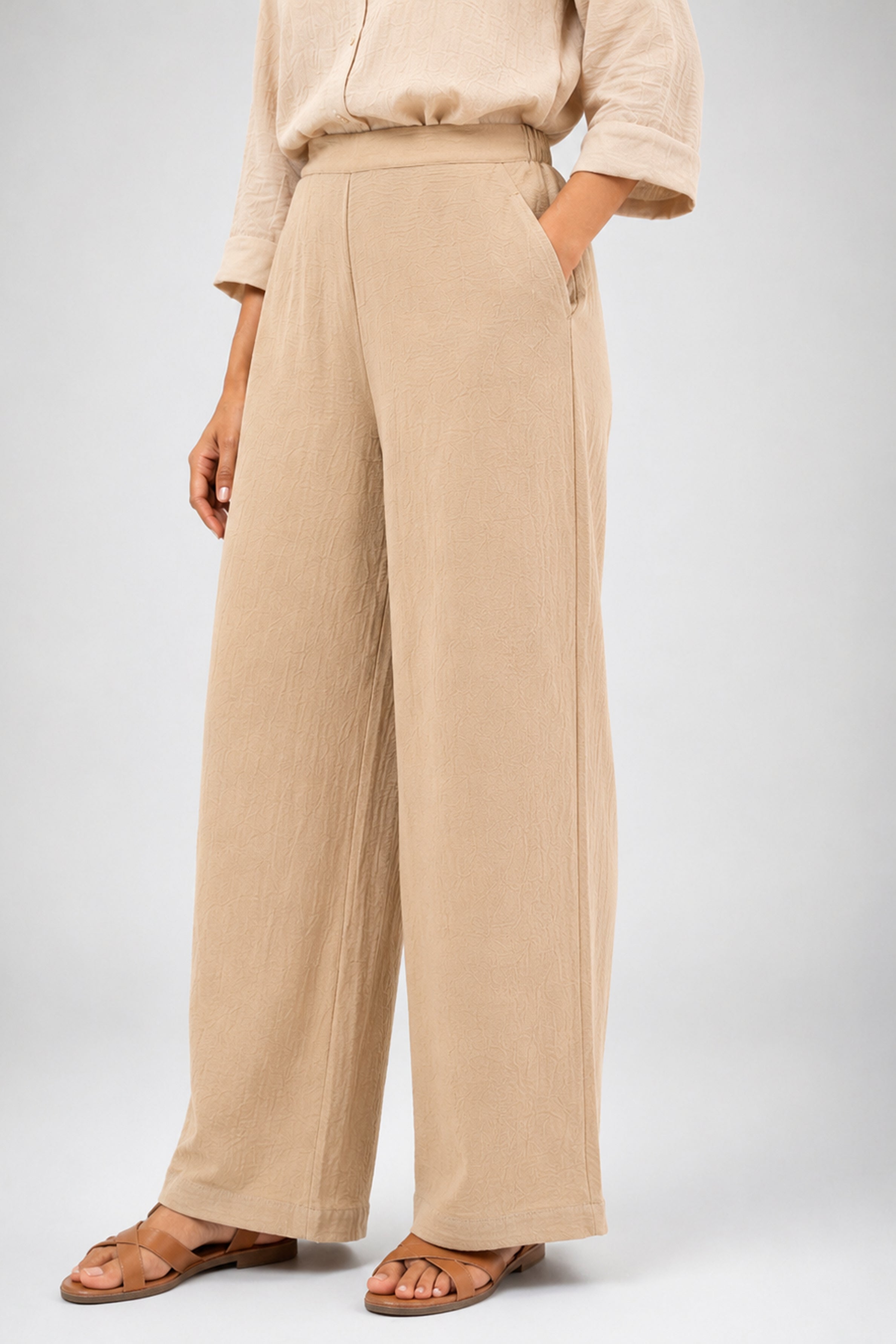 HADA Casual Relaxed Fit Pant - Beige