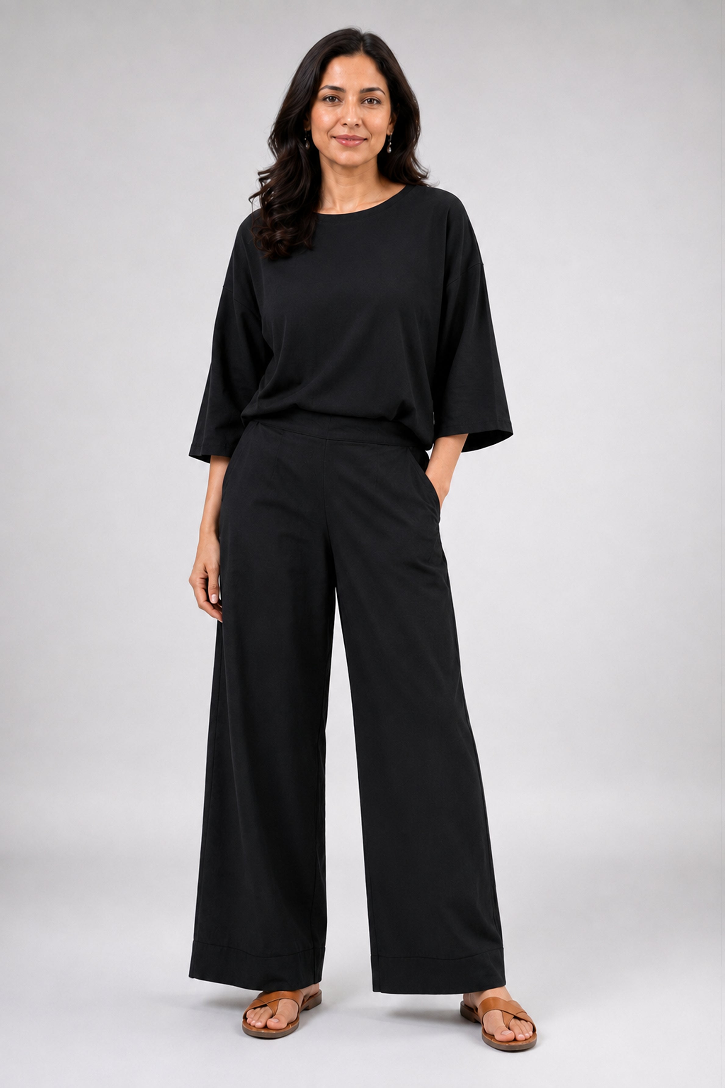 HADA Casual Relaxed Fit Pant - Black