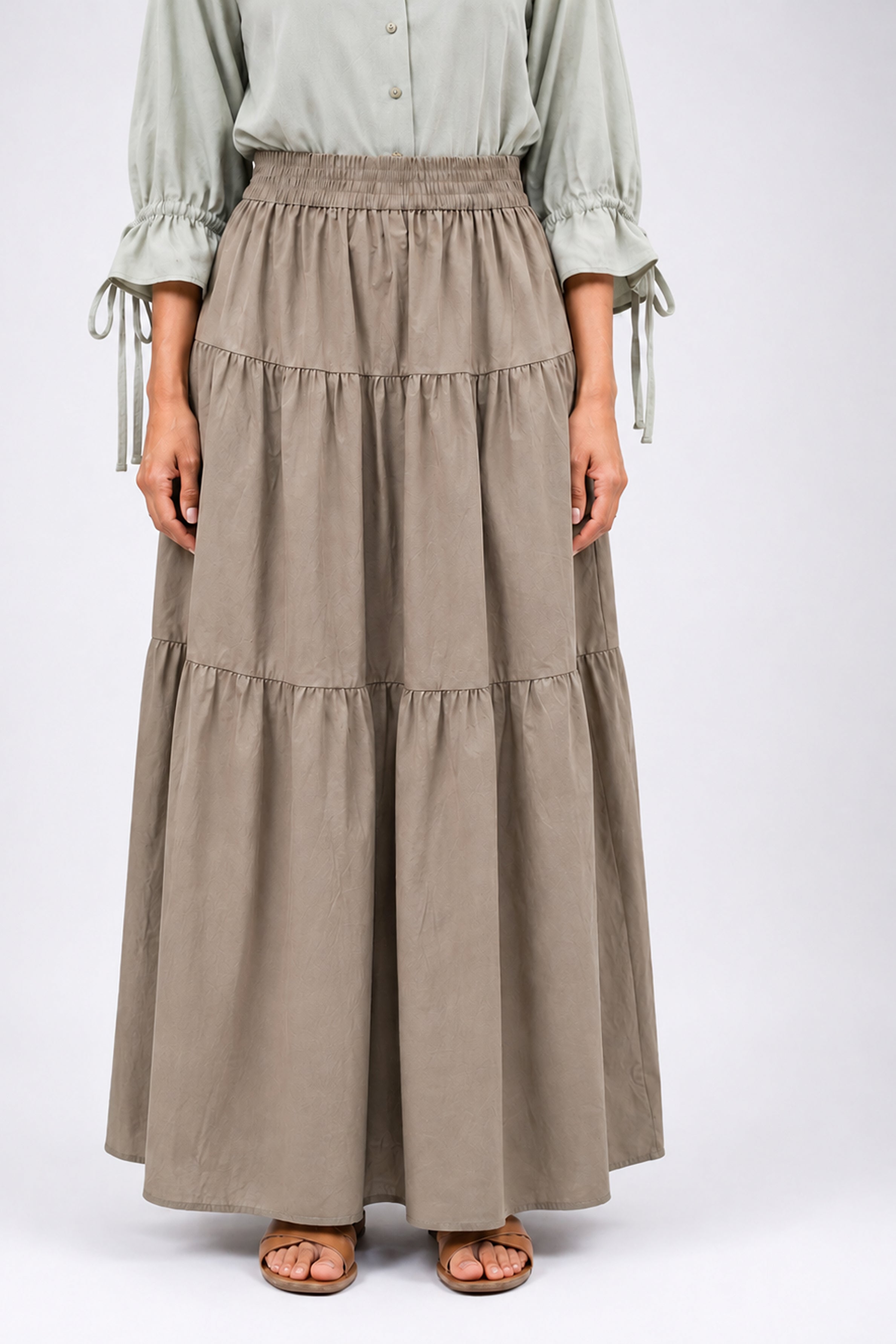 HADA Casual Relaxed Fit Long Skirt - Tan