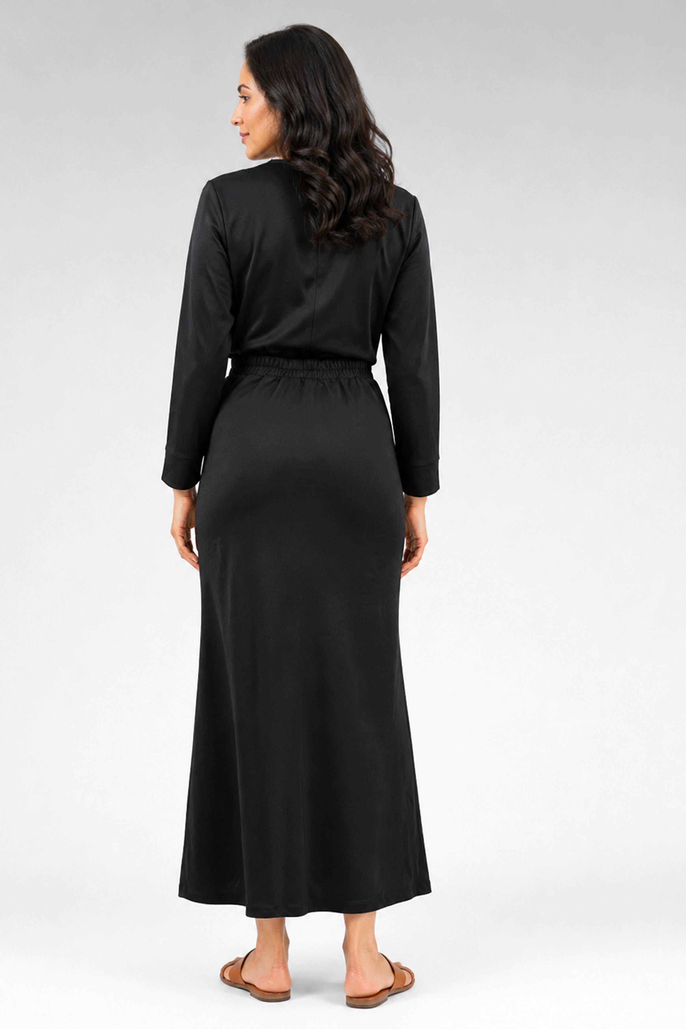 HADA Casual Slim Fit Long Skirt - Black