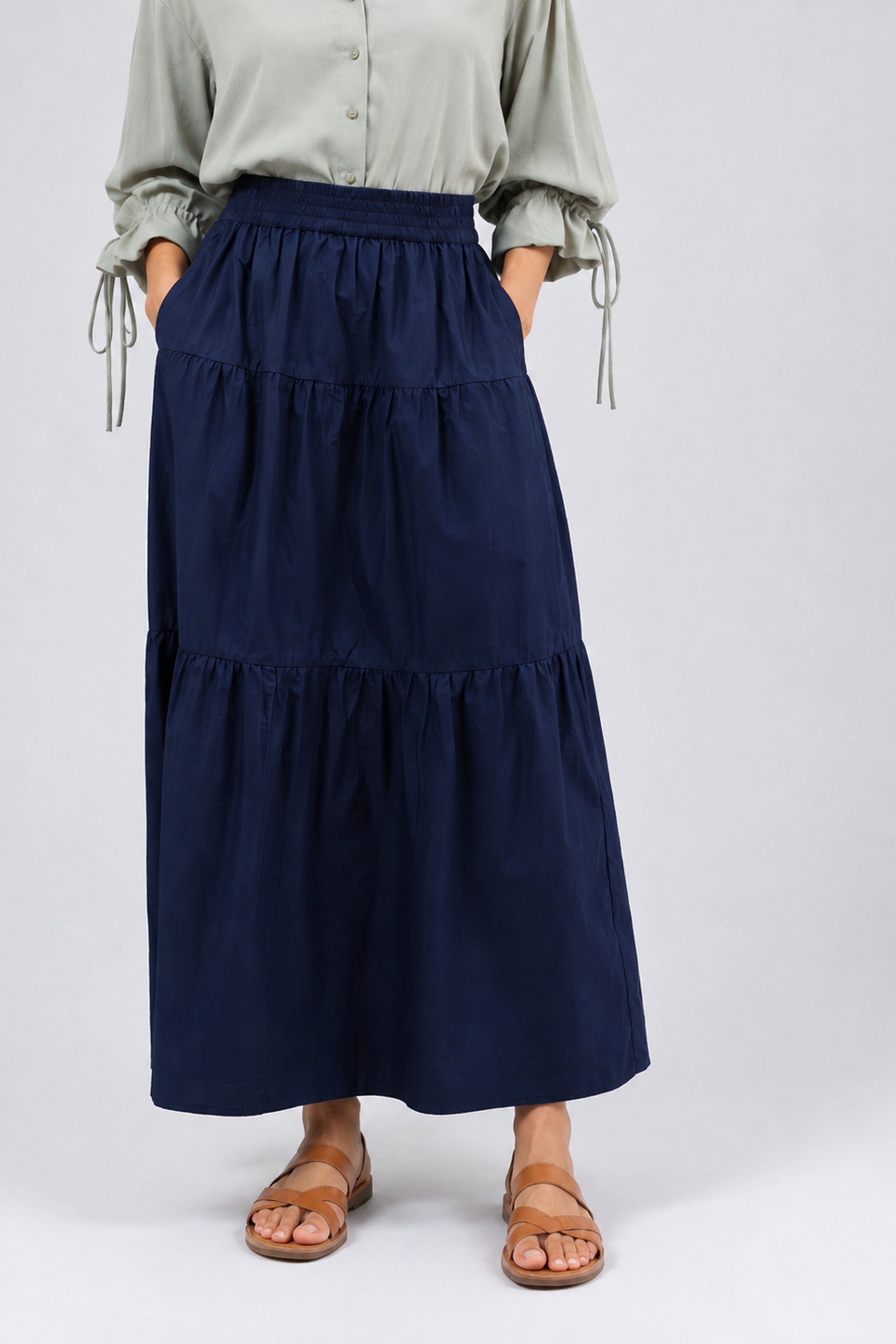 HADA Casual Relaxed Fit Long Skirt - Navy