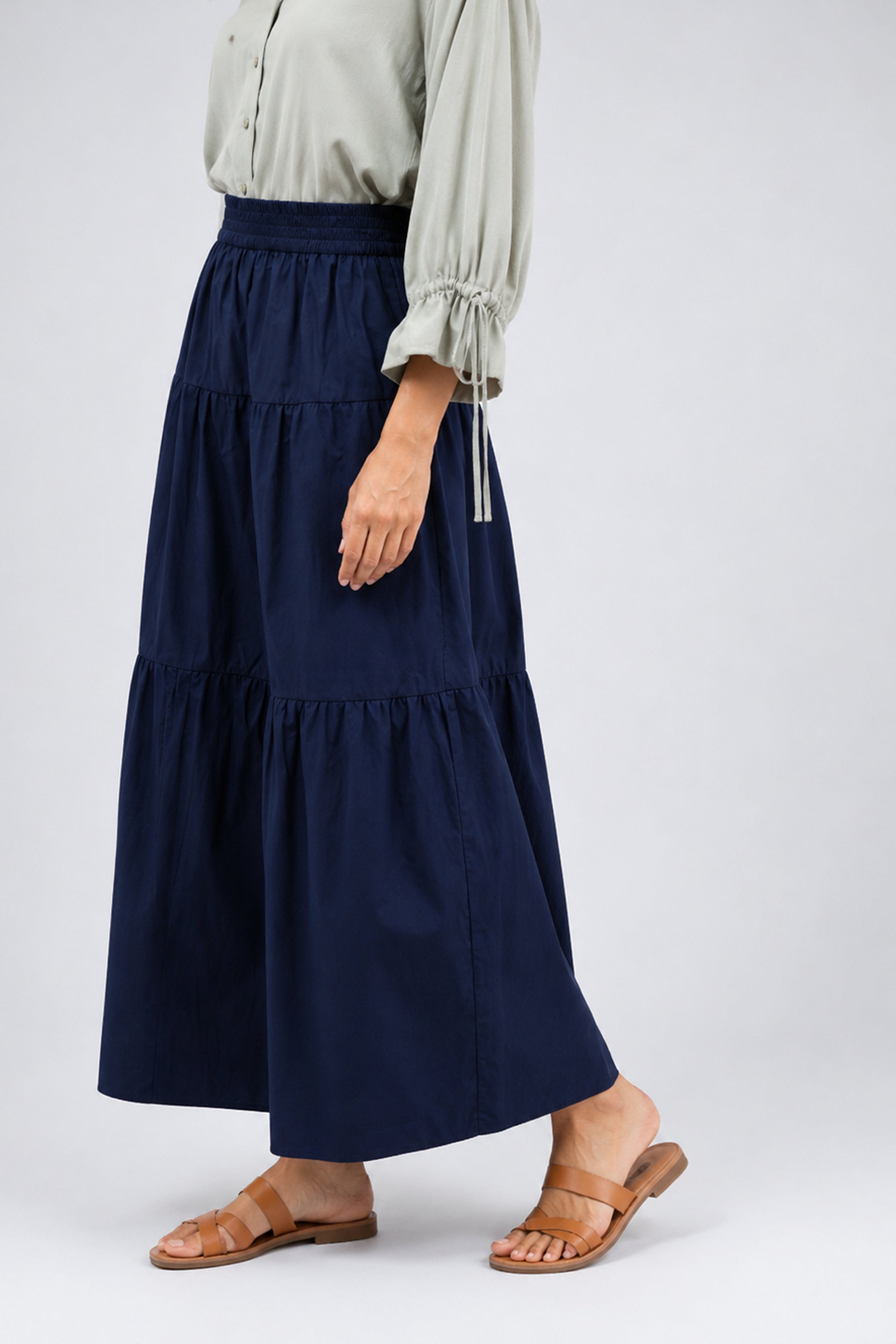 HADA Casual Relaxed Fit Long Skirt - Navy