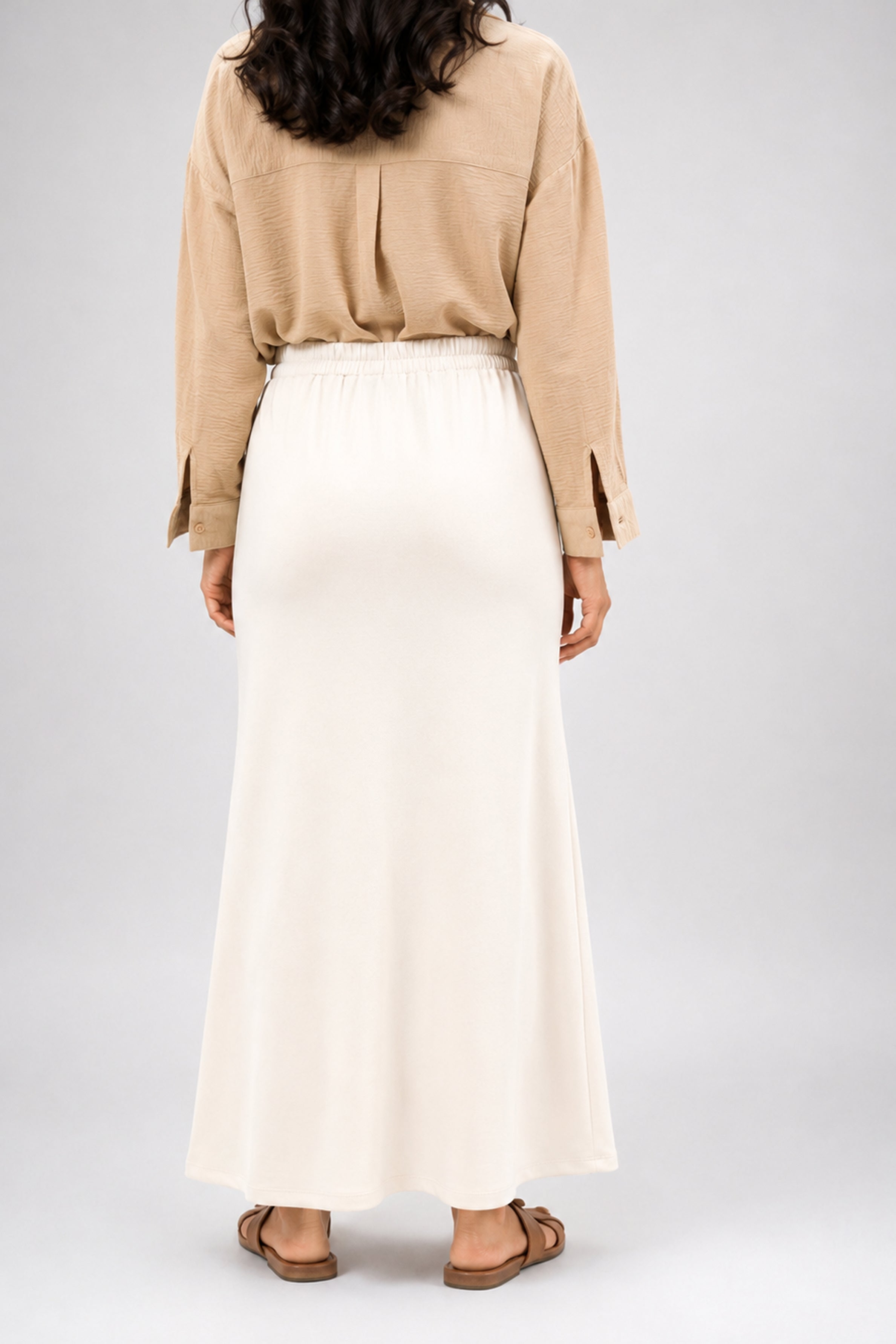 HADA Casual Slim Fit Long Skirt - Cream