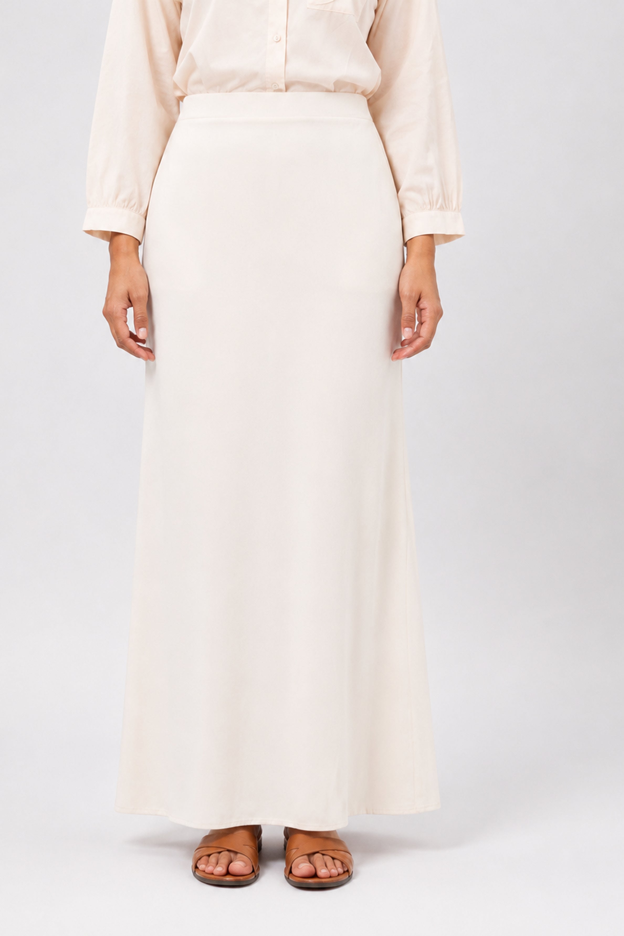 HADA Casual Slim Fit Long Skirt - Cream