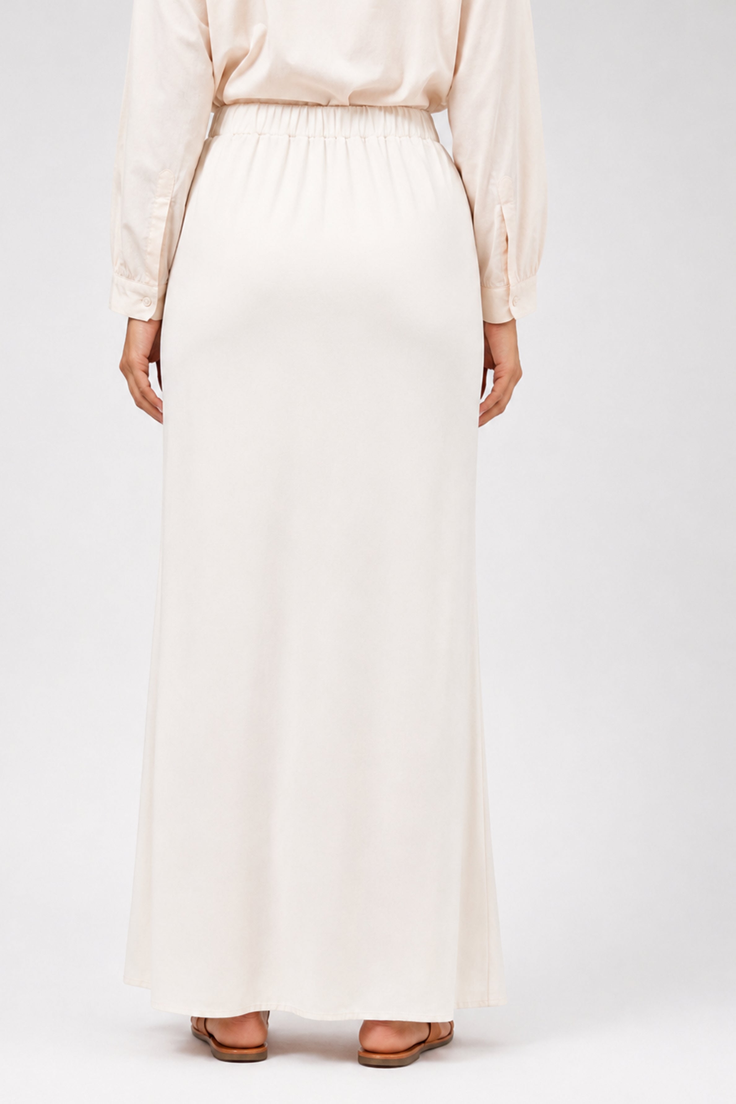 HADA Casual Slim Fit Long Skirt - Cream