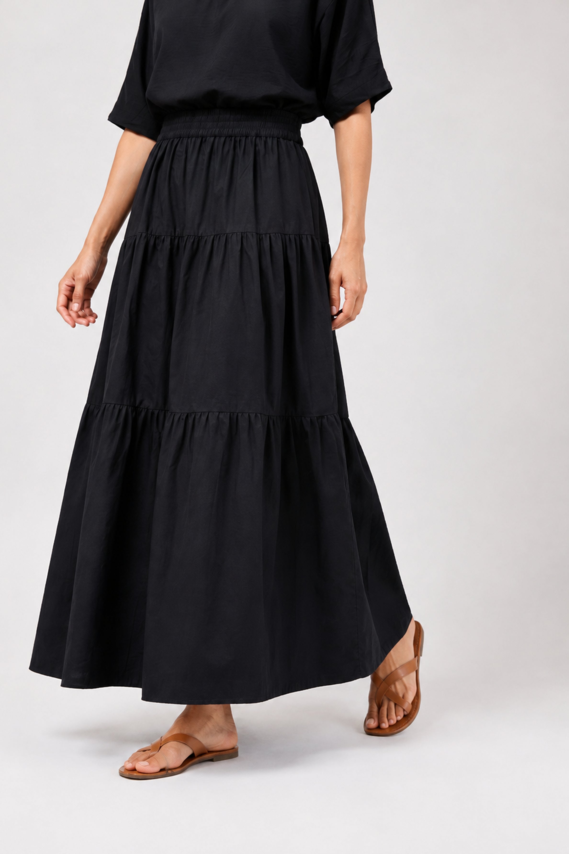 HADA Casual Relaxed Fit Long Skirt - Black
