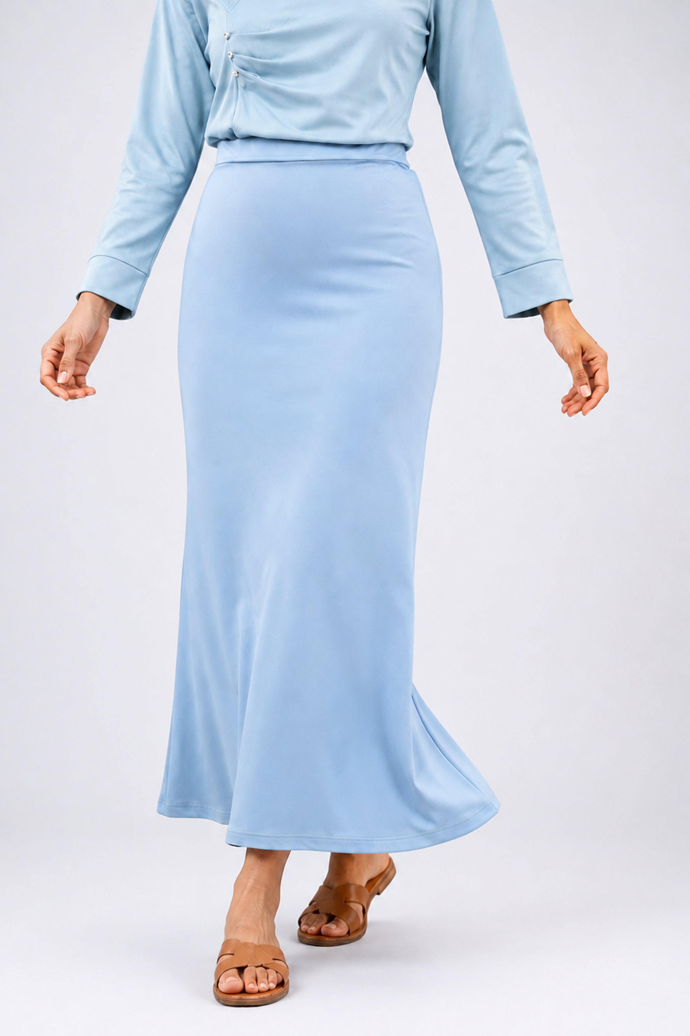 HADA Casual Slim Fit Long Skirt - Blue
