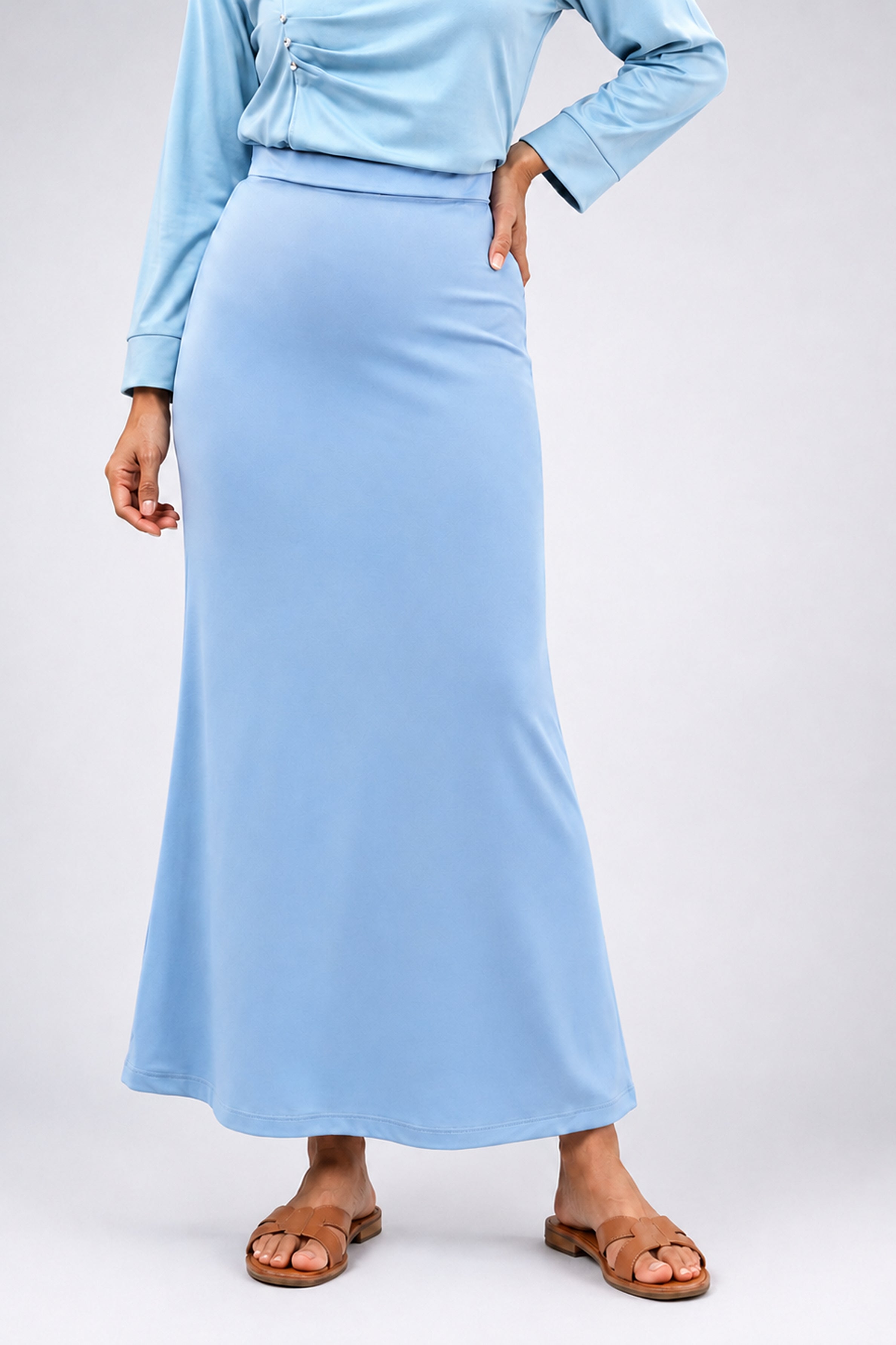 HADA Casual Slim Fit Long Skirt - Blue