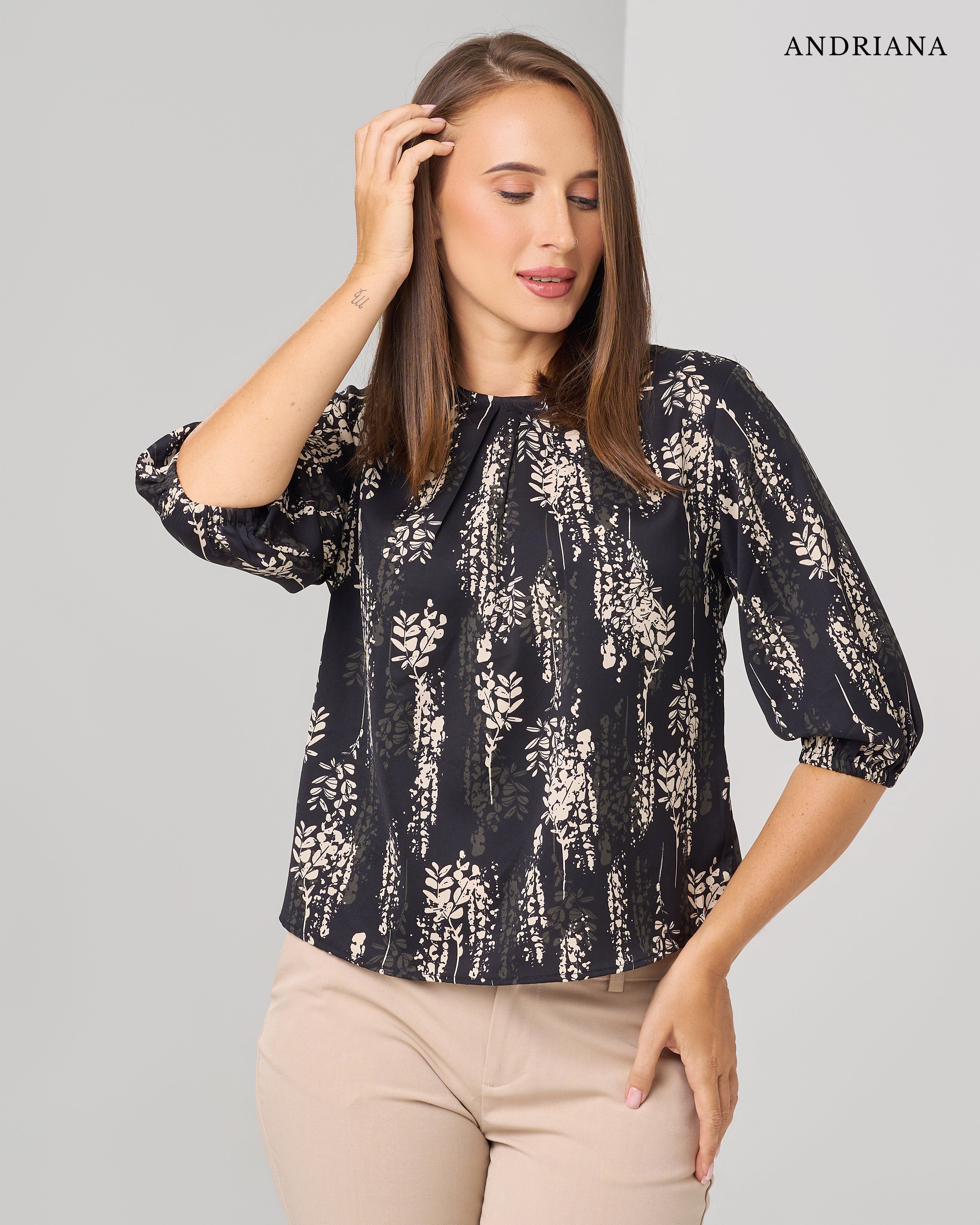 ANDRIANA Women's Formal Blouse - Black
