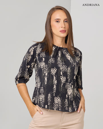 ANDRIANA Women's Formal Blouse - Black