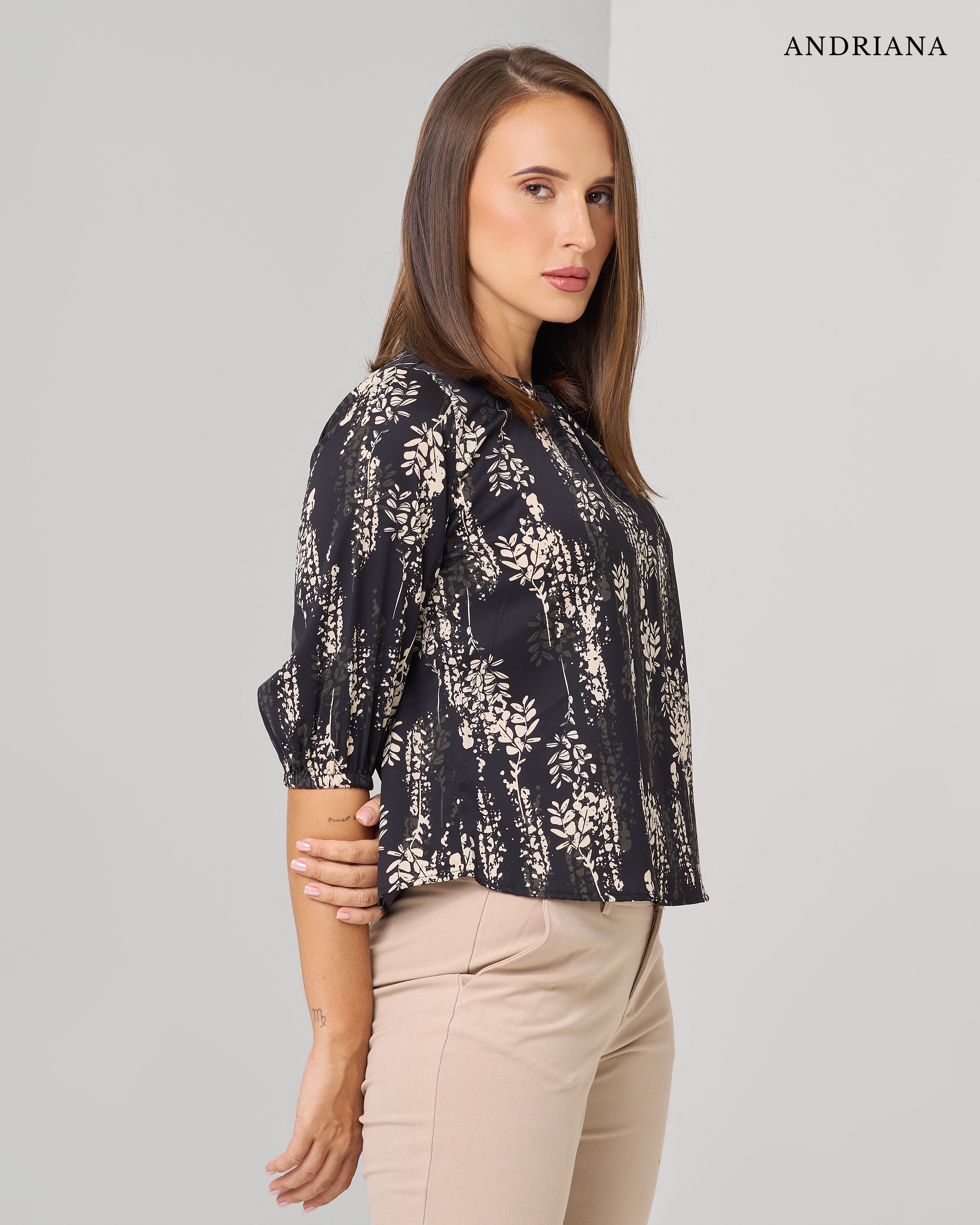 ANDRIANA Women's Formal Blouse - Black