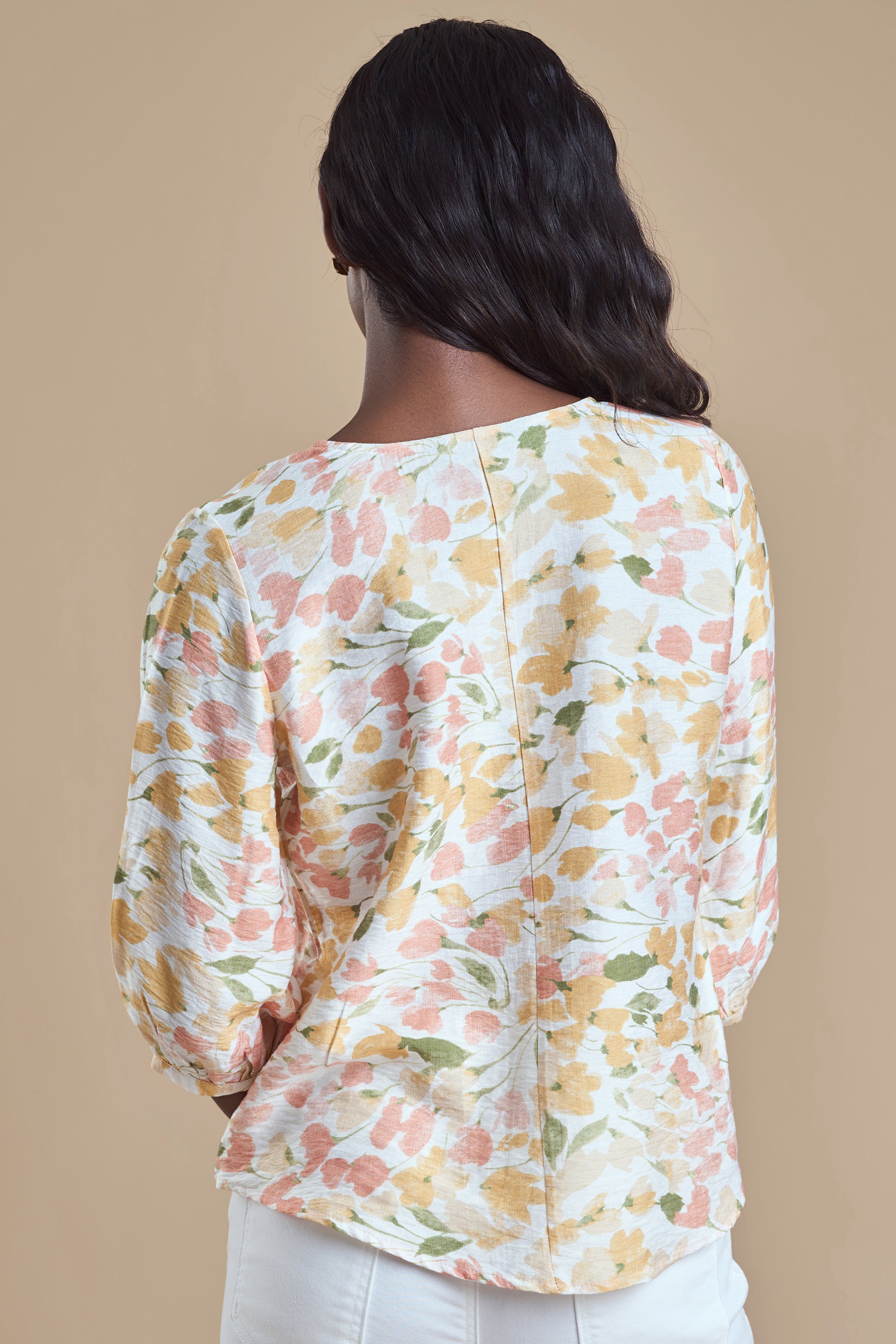 ANDRIANA Formal Printed Blouse - Orange