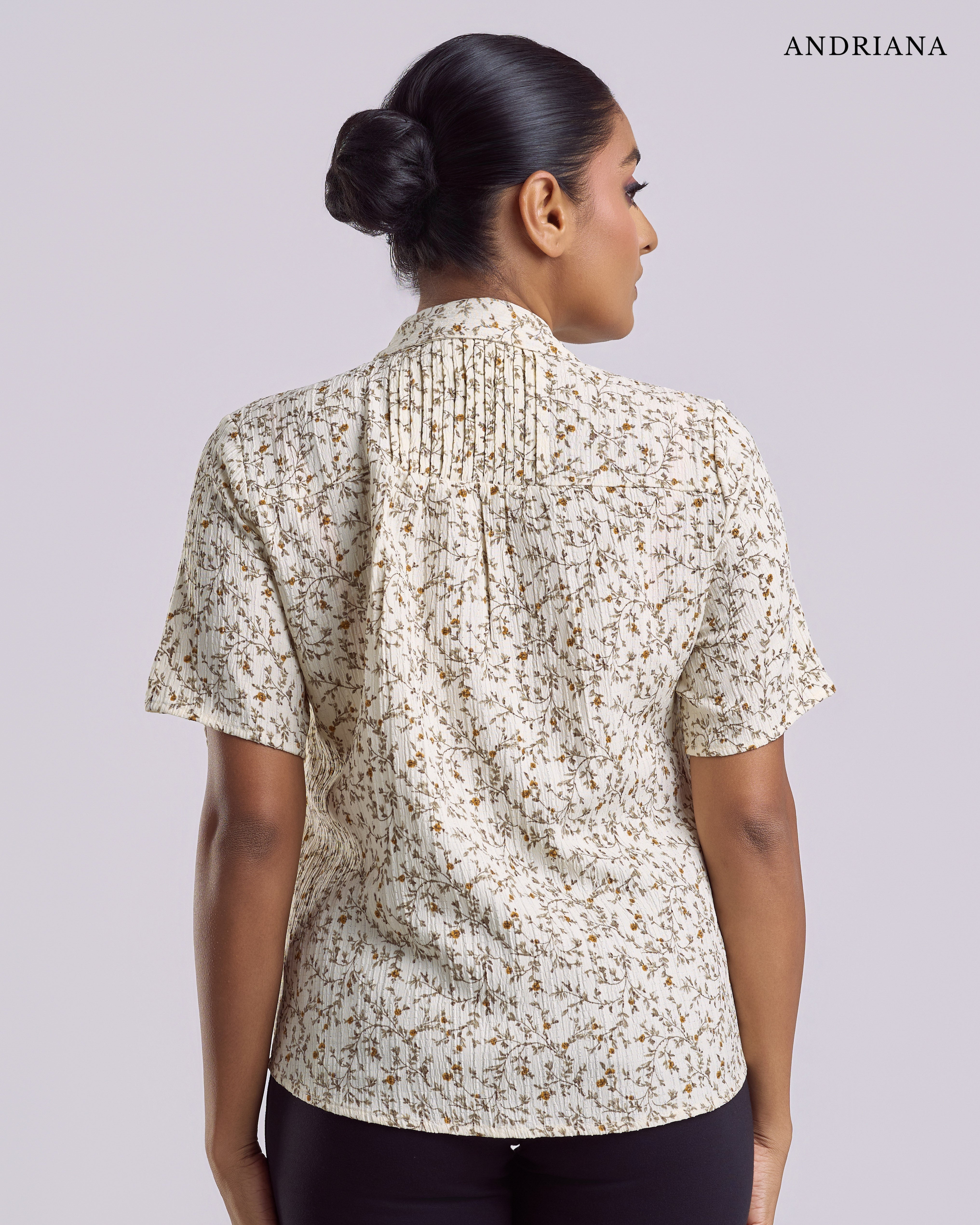 ANDRIANA Formal Regular Printed Blouse - Beige