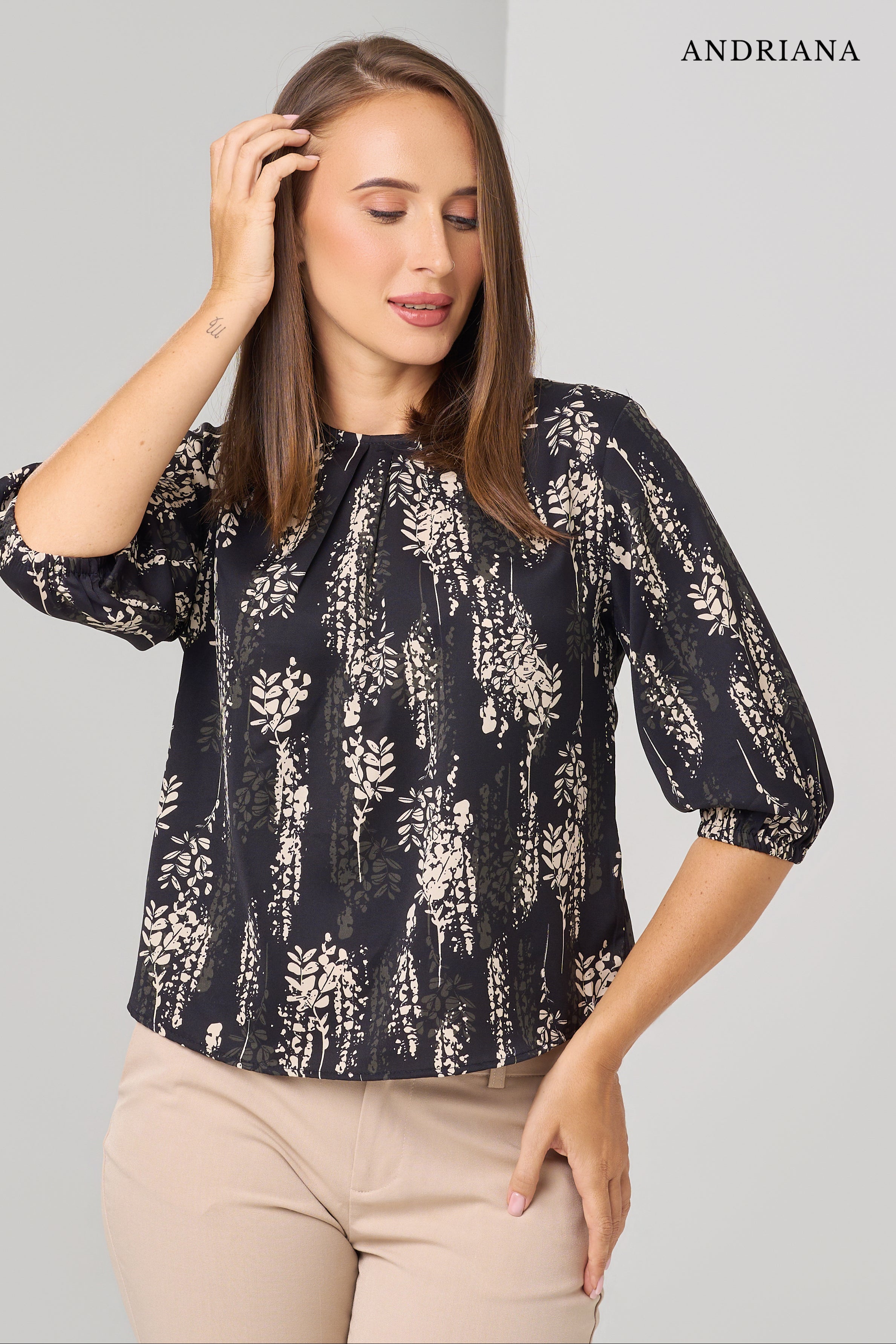 ANDRIANA Women's Black Formal Blouse