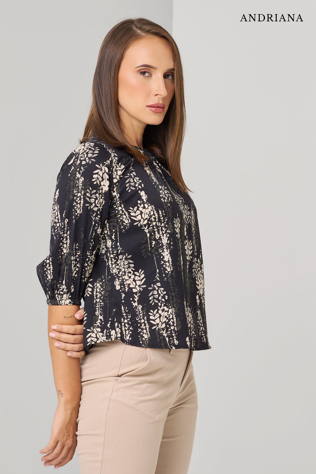 ANDRIANA Women's Formal Blouse - Black