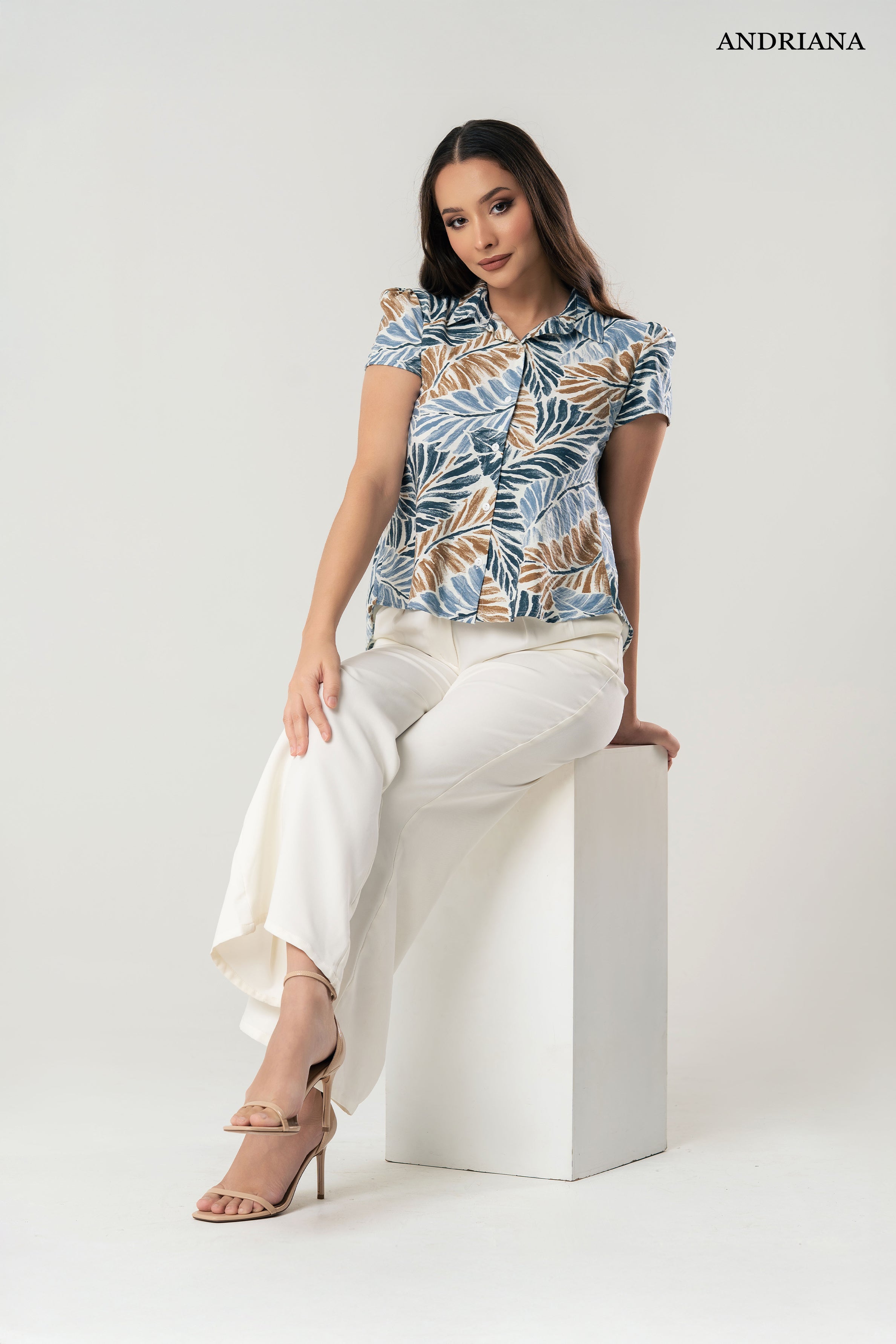 ANDRIANA Women's Printed Formal Blouse