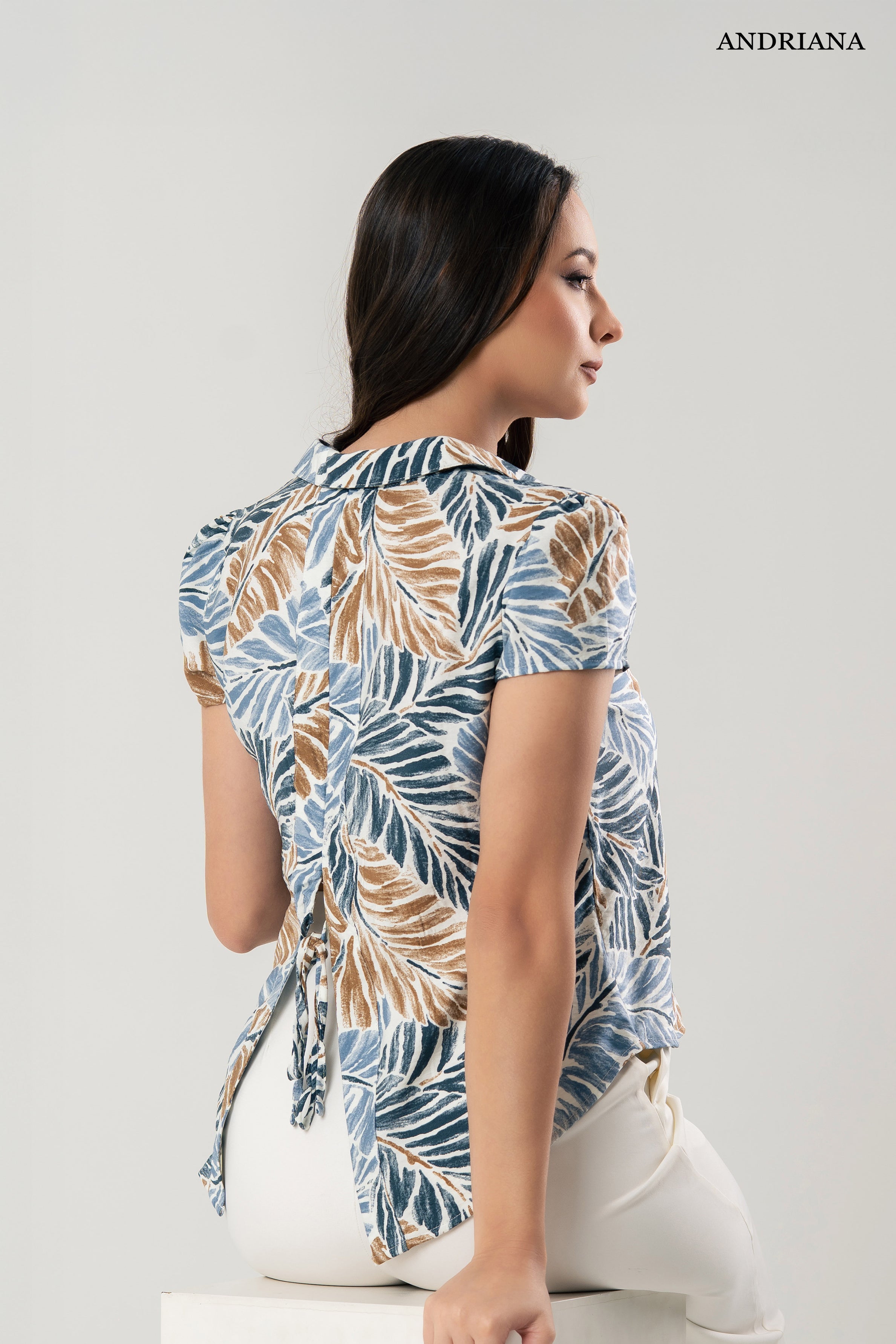ANDRIANA Women's Printed Formal Blouse