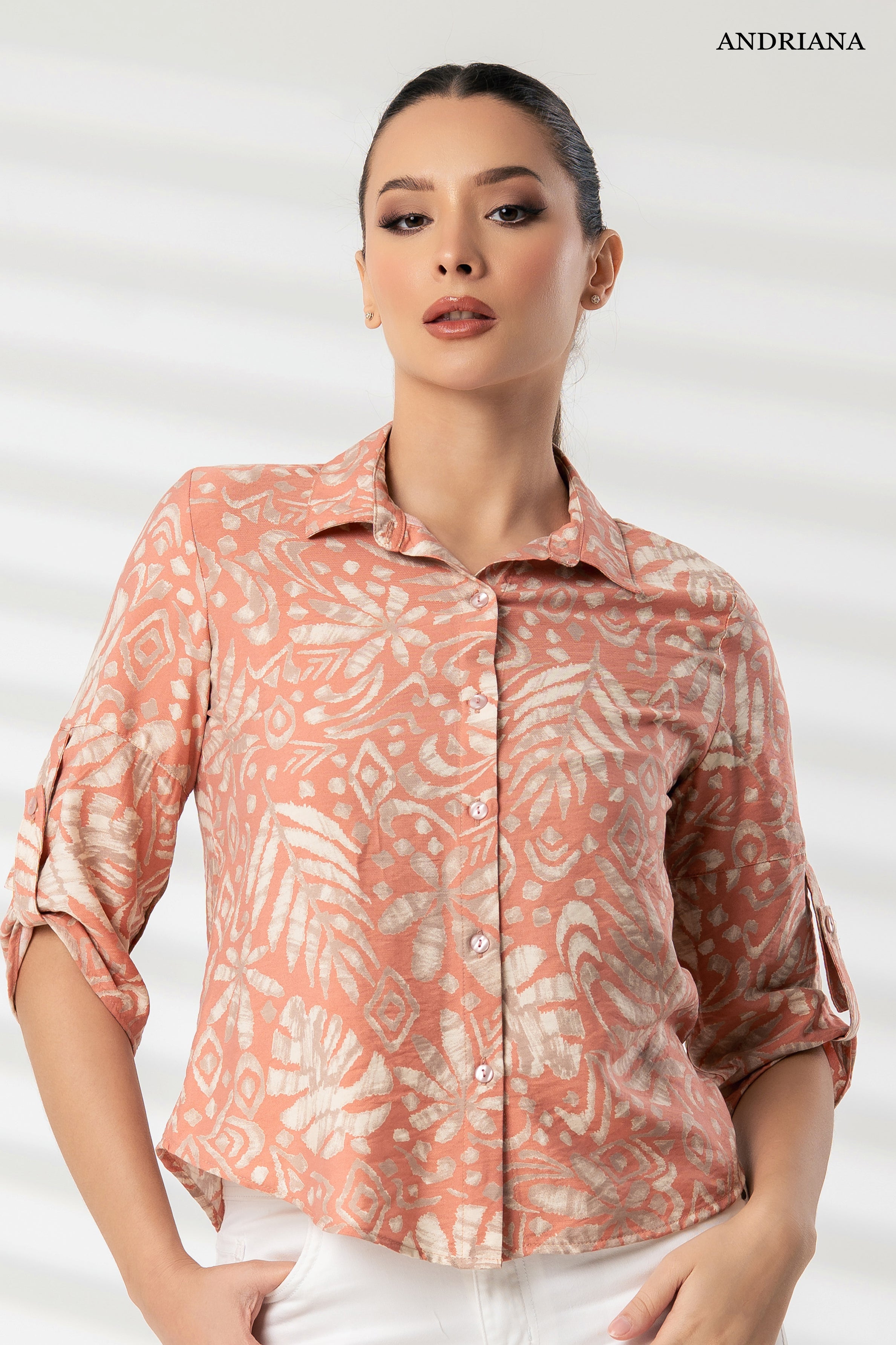ANDRIANA Women's Printed Formal Blouse