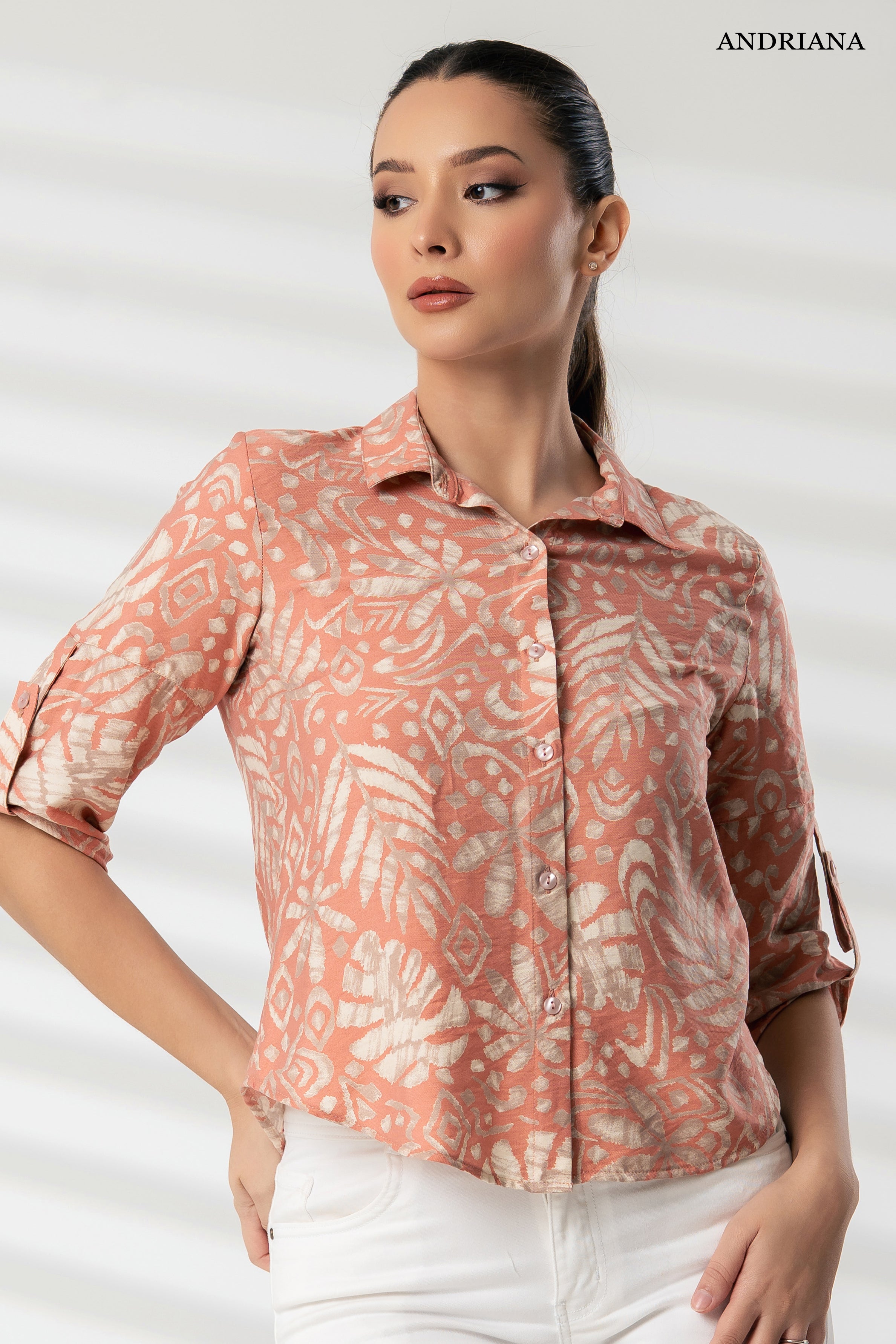ANDRIANA Women's Printed Formal Blouse
