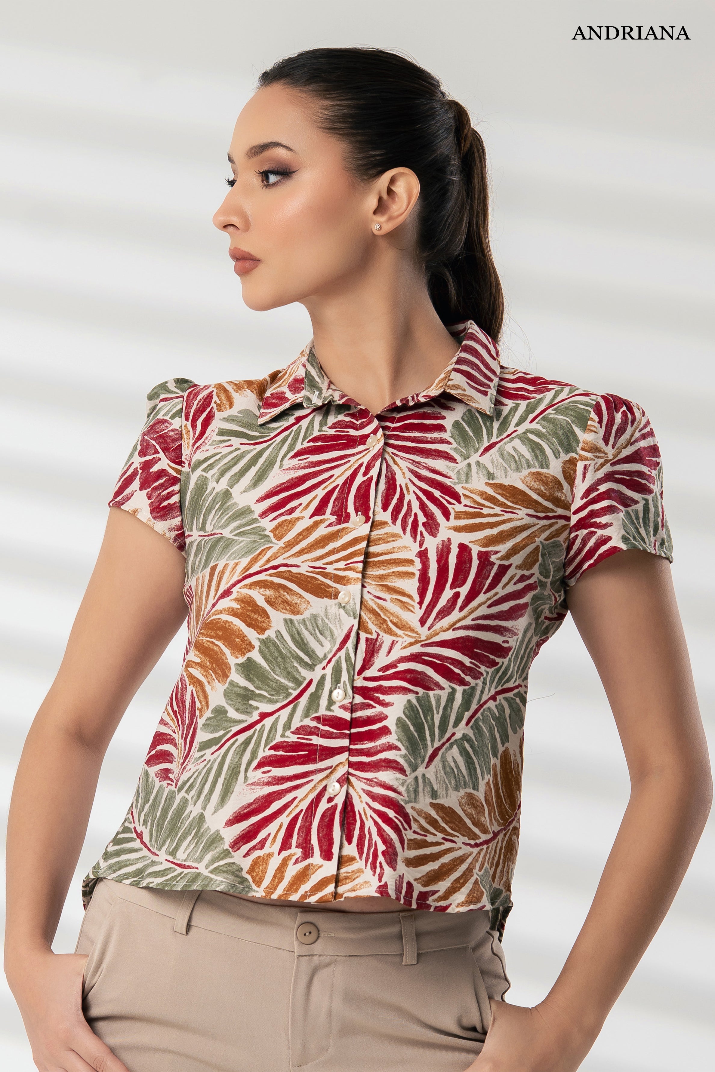 ANDRIANA Women's Printed Formal Blouse