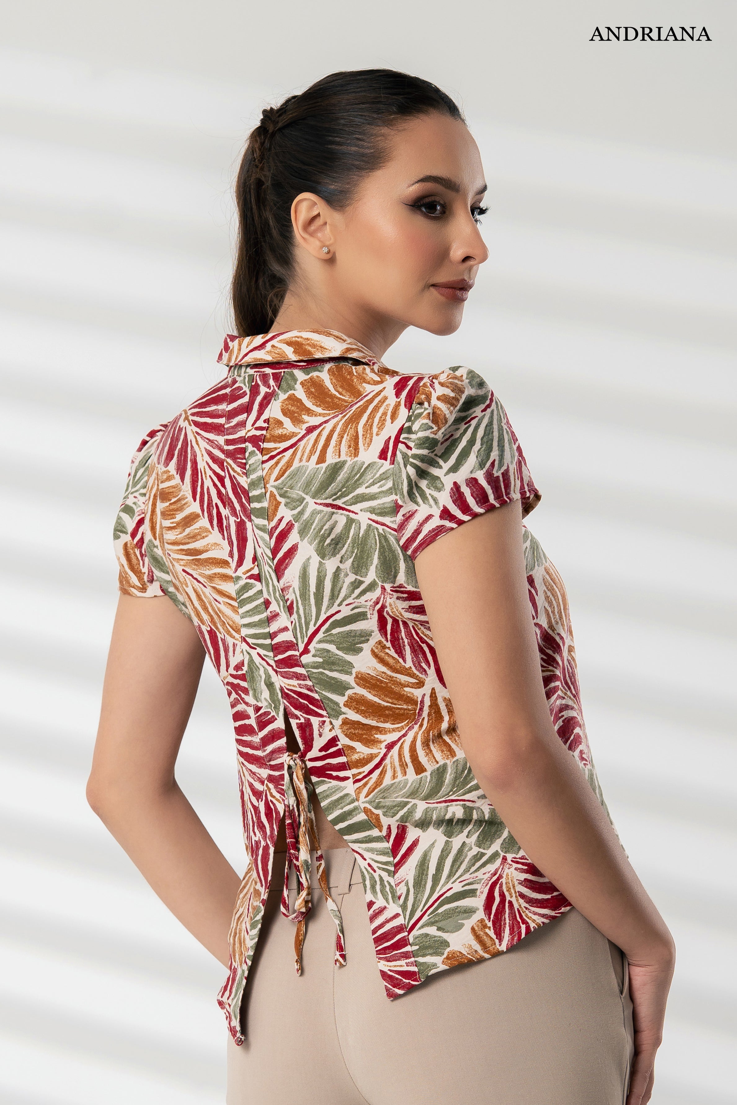 ANDRIANA Women's Printed Formal Blouse