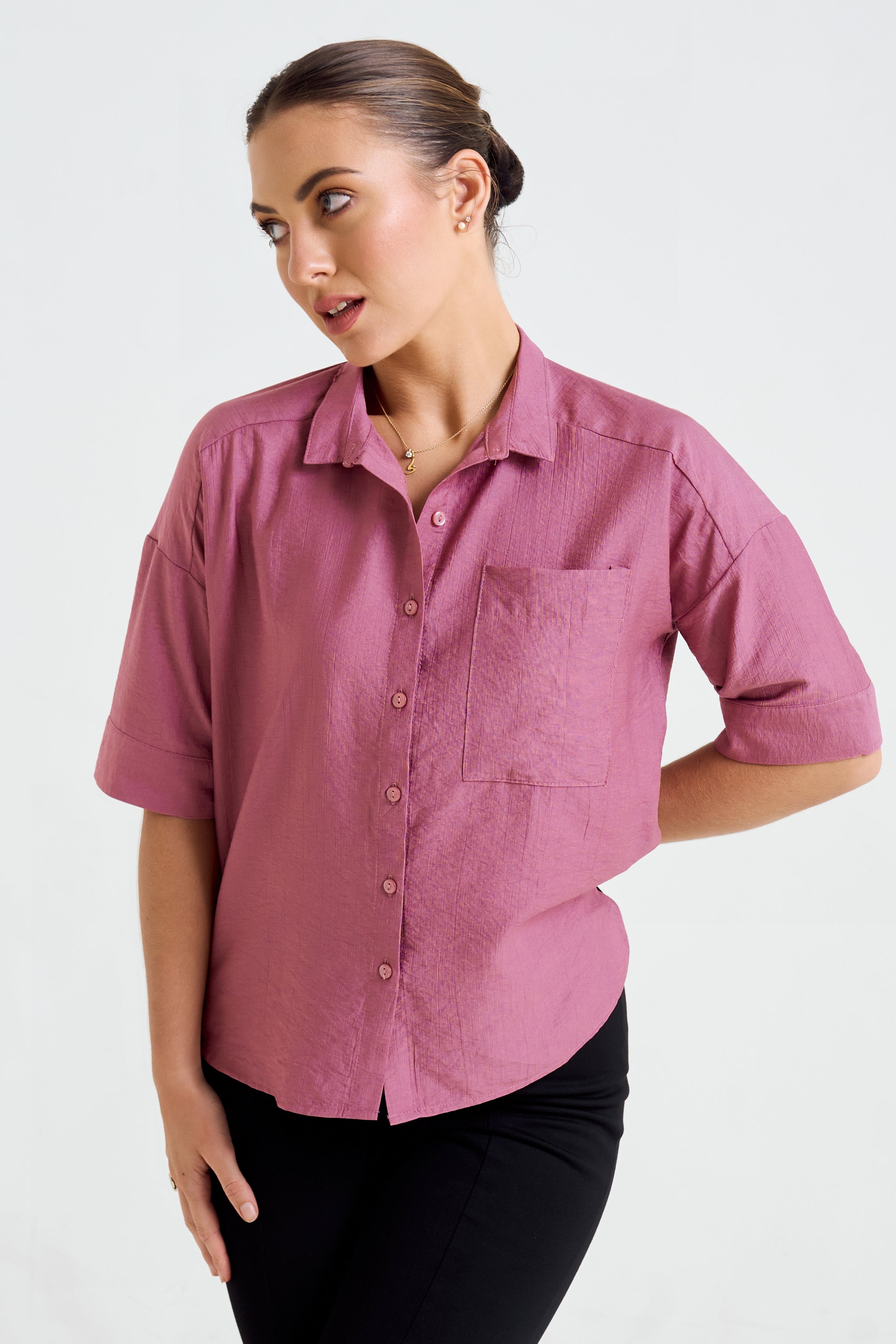 Andriana Women's Essential Boxy Plain Office Shirt