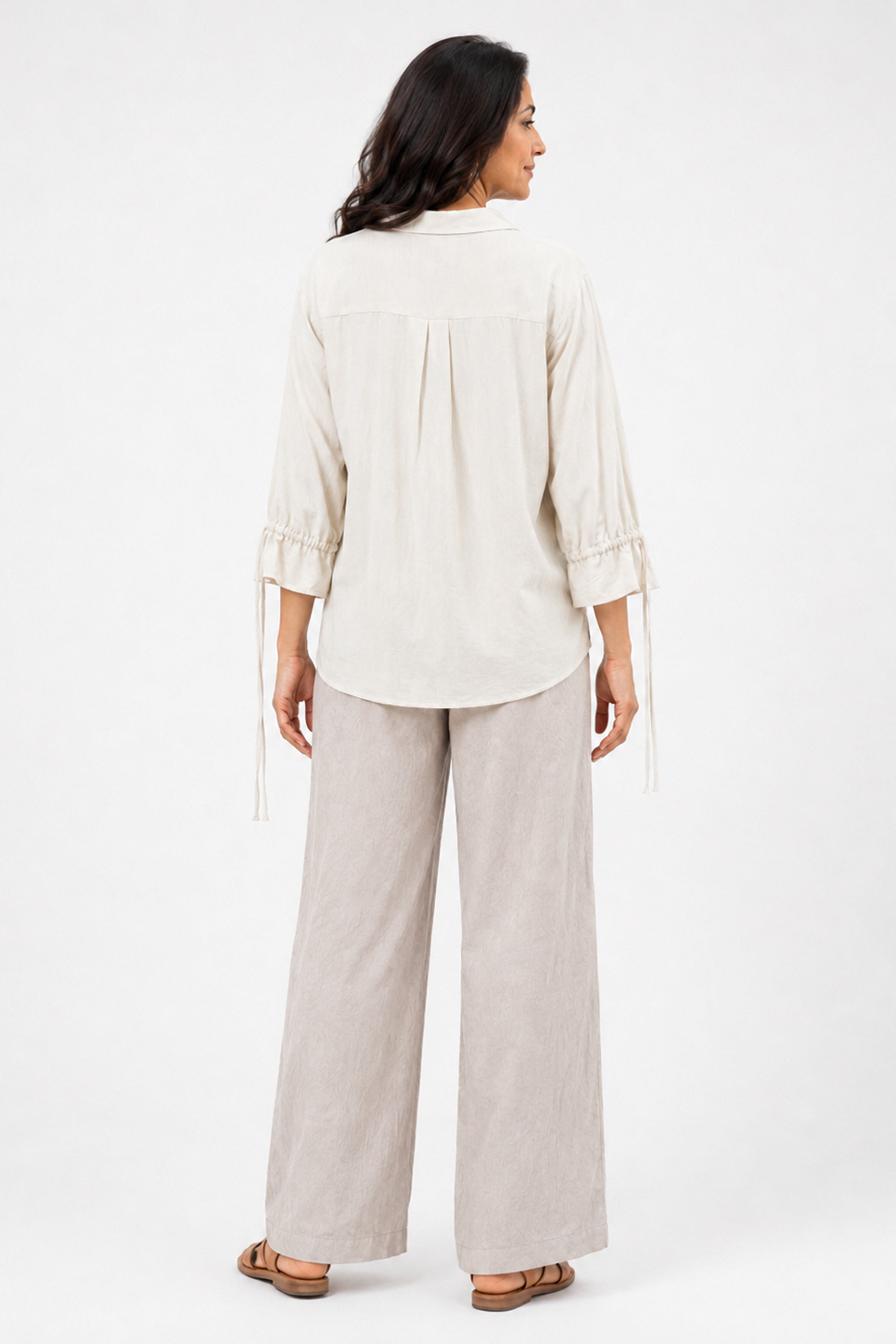 HADA Casual Relaxed Fit Button-Front Top - Off Ash