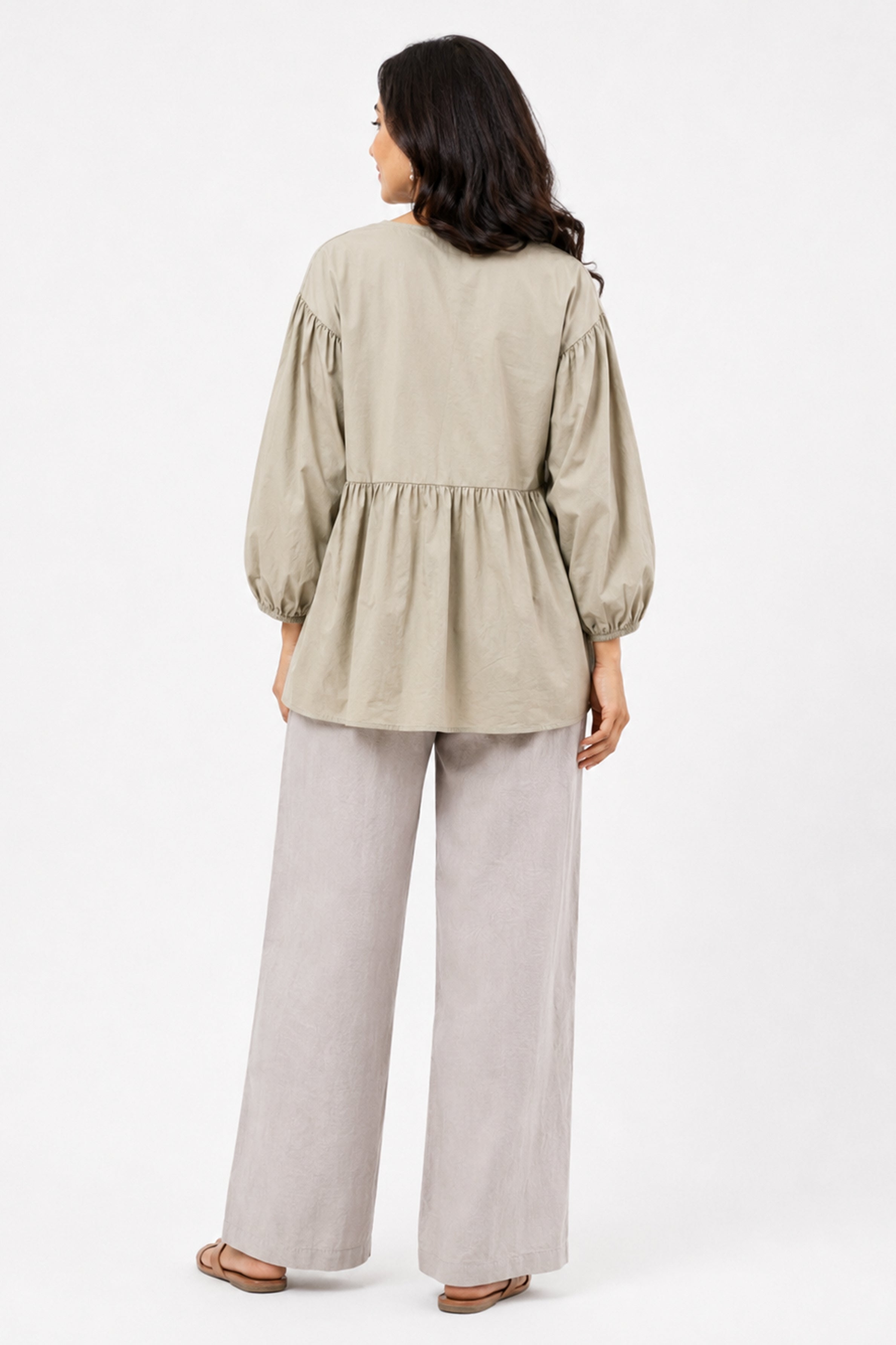 HADA Casual Relaxed Fit Blouse - Dark Tan