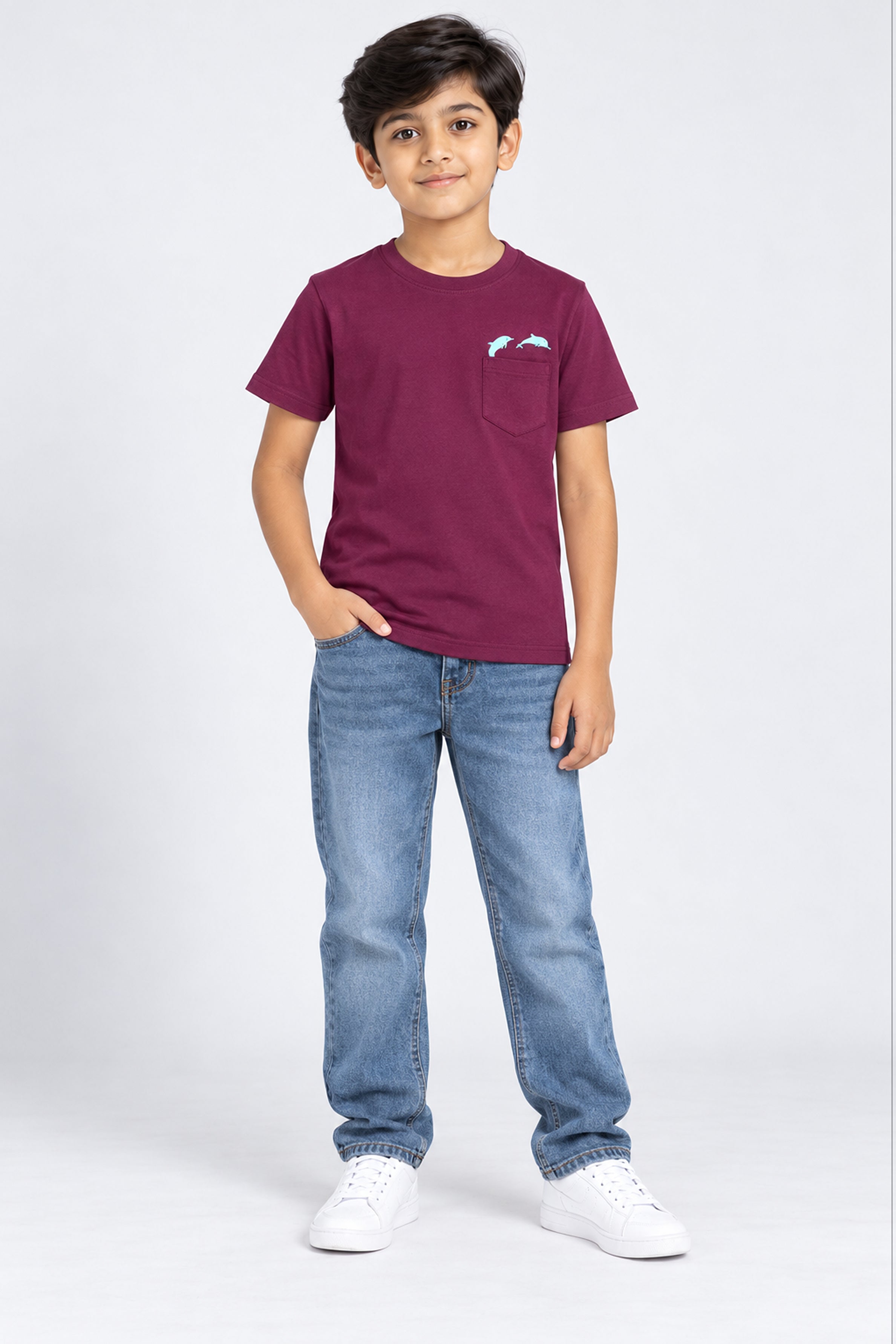 CORE Kid's Boys Crew Neck Tees - Maroon