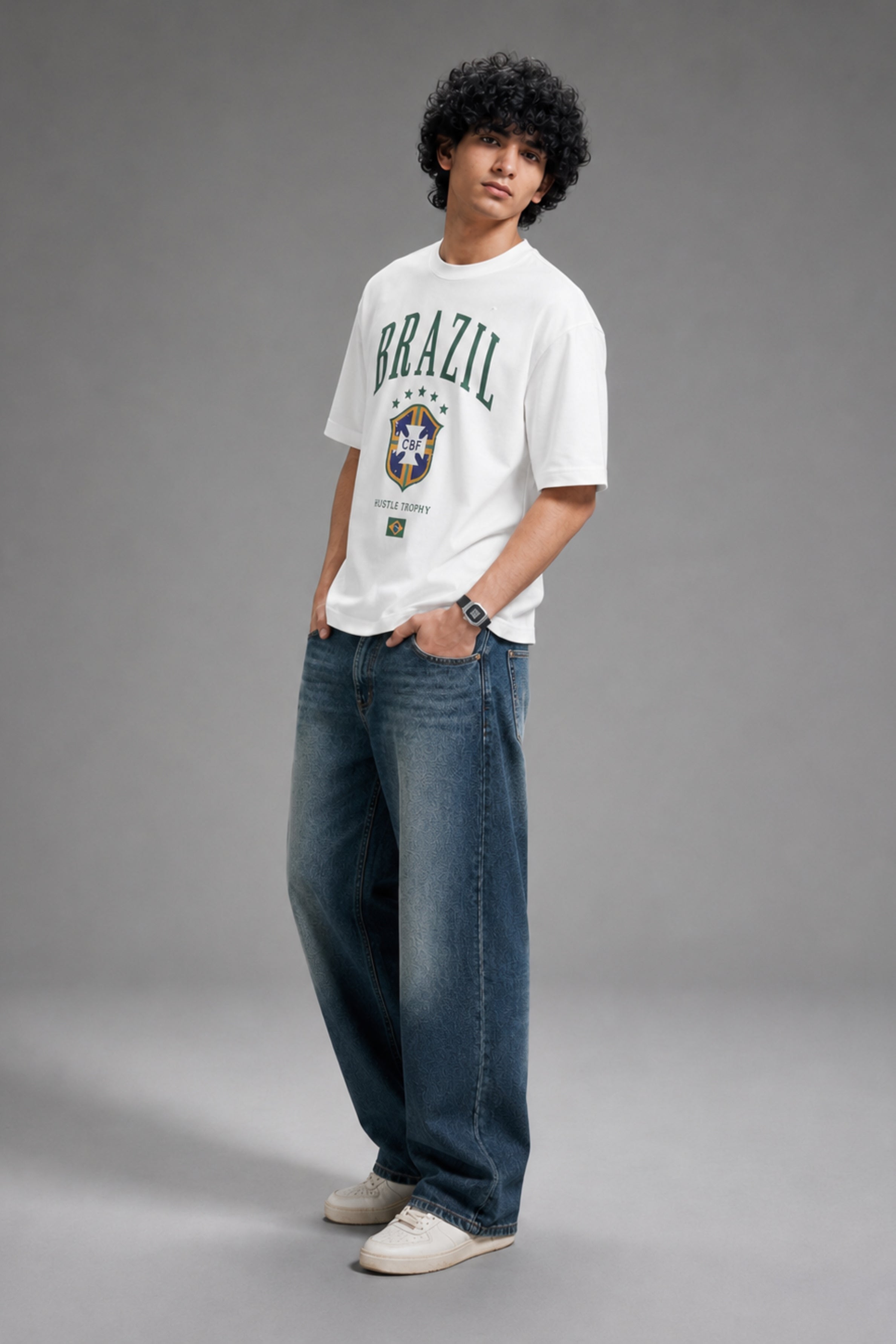 HUSTLE FIFA Unisex Relax Fit T-Shirt - Brazil