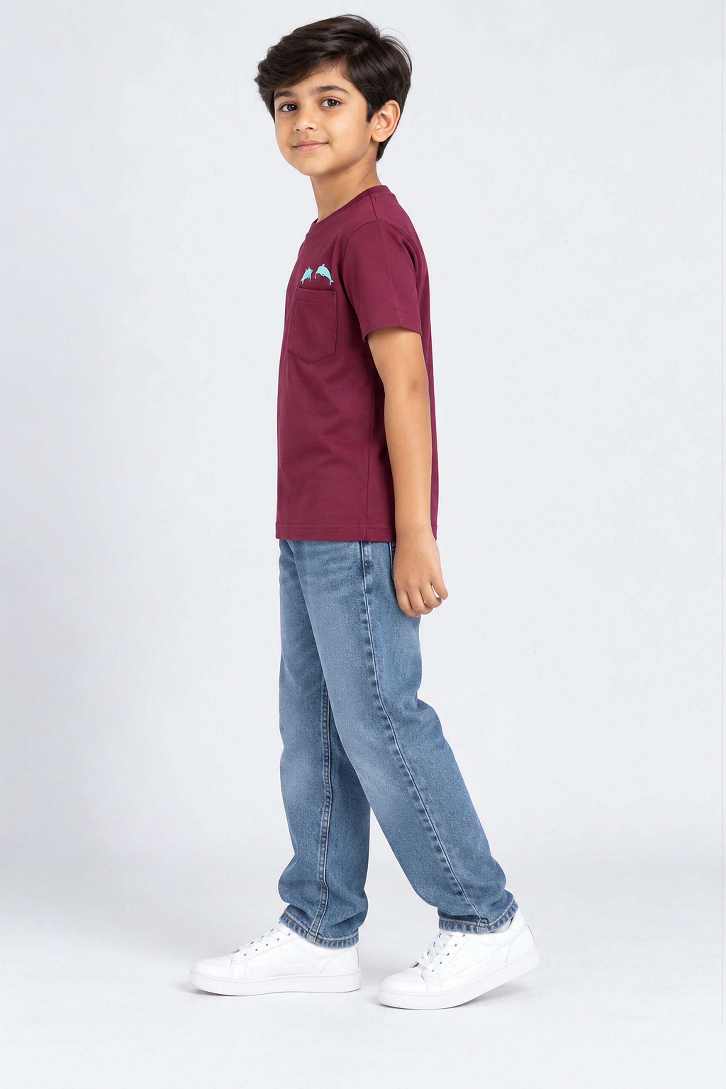 CORE Kid's Boys Crew Neck Tees - Maroon