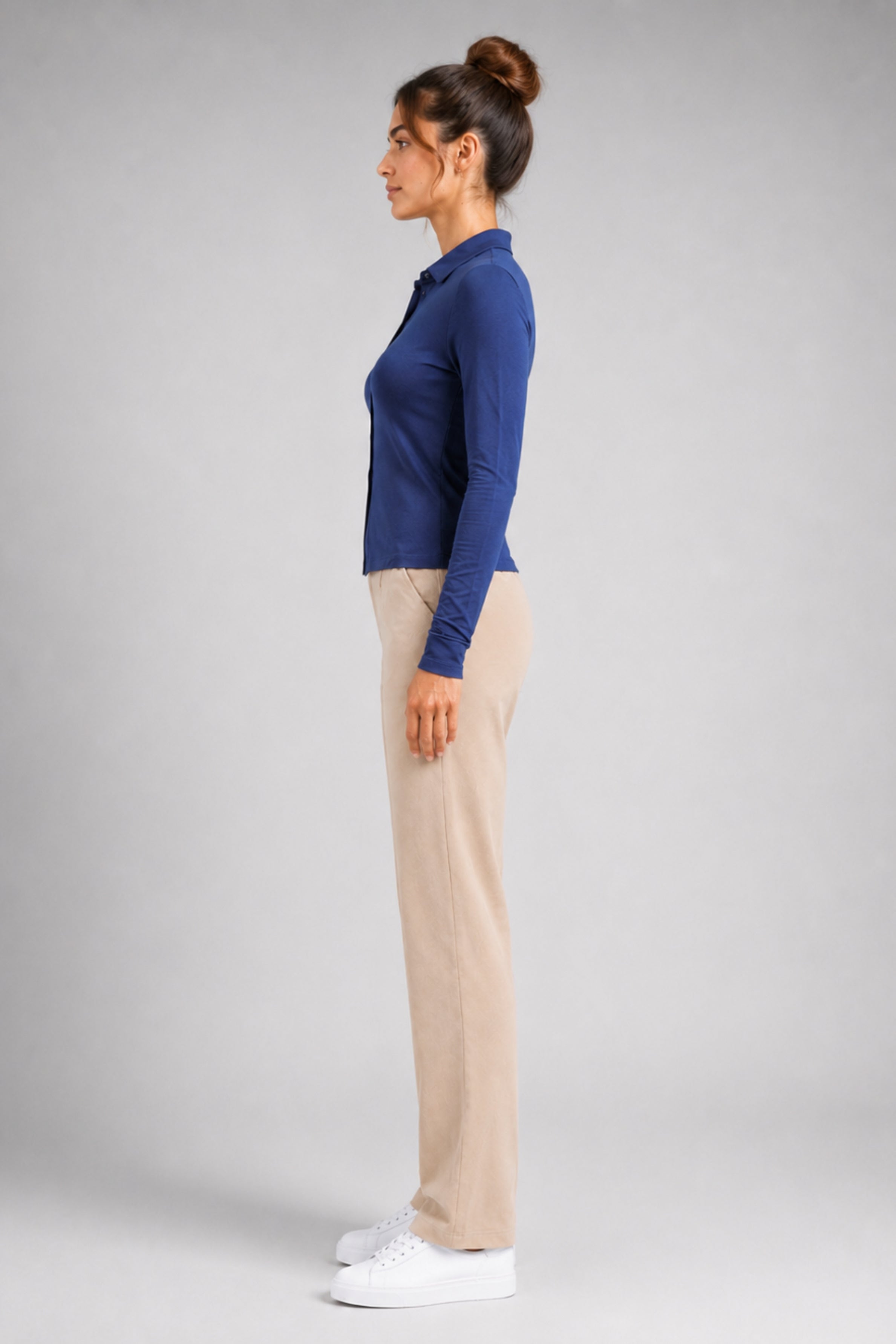 MODANO Casual Long Sleeve Top - Navy