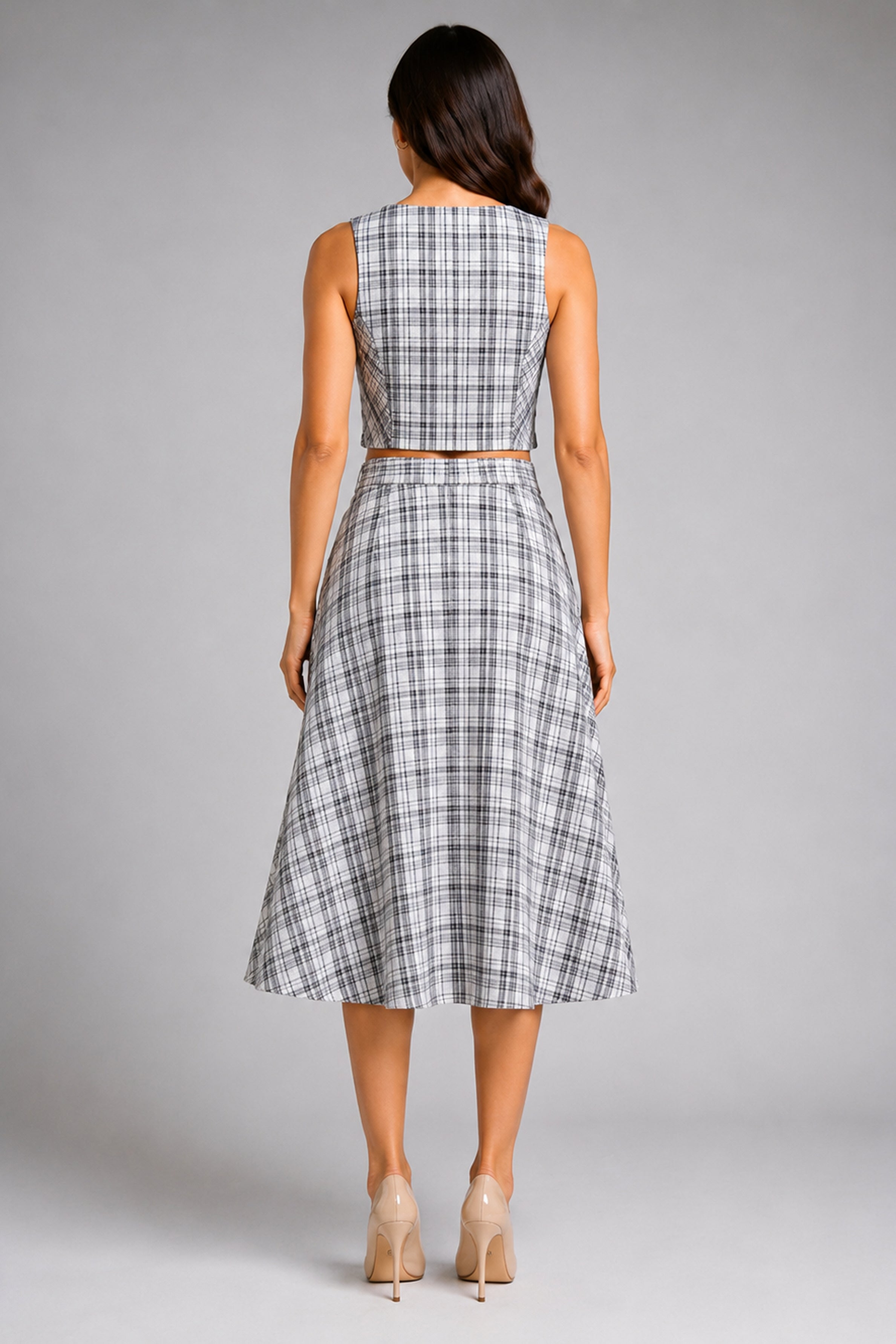 Envogue Formal Check Waist Coat - Off White