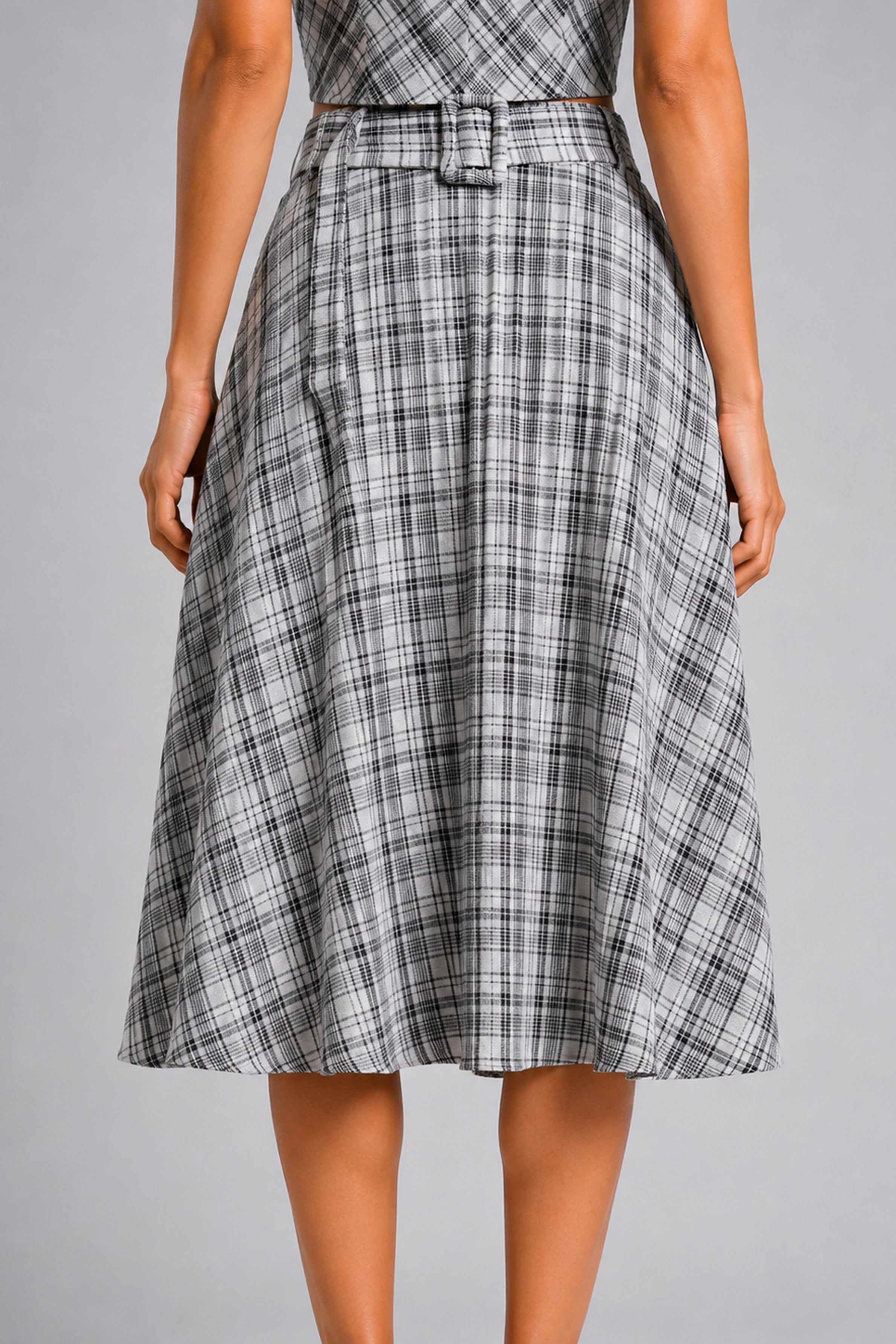 Envogue Formal Check Skirt - Off White