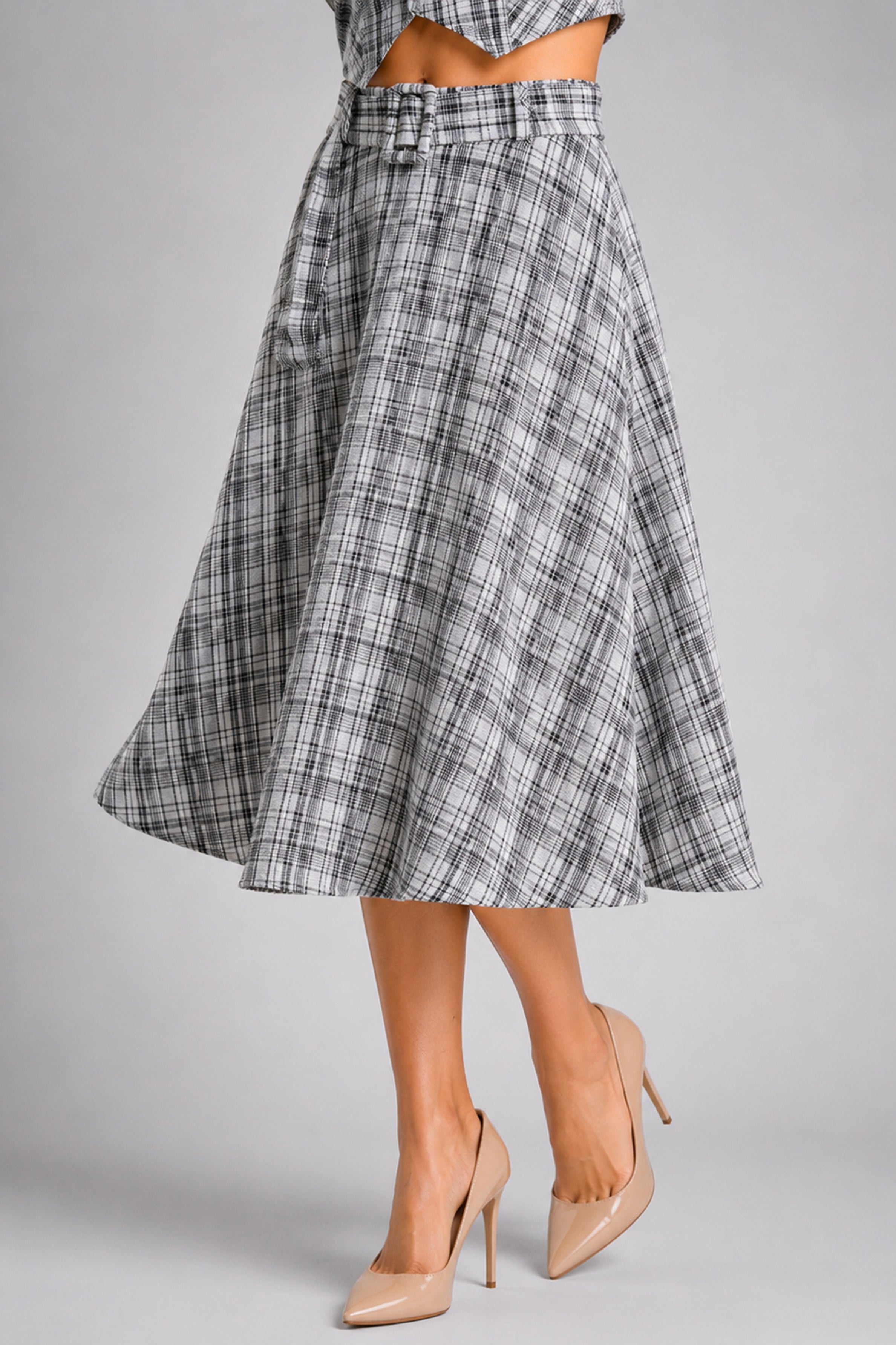 Envogue Formal Check Skirt - Off White