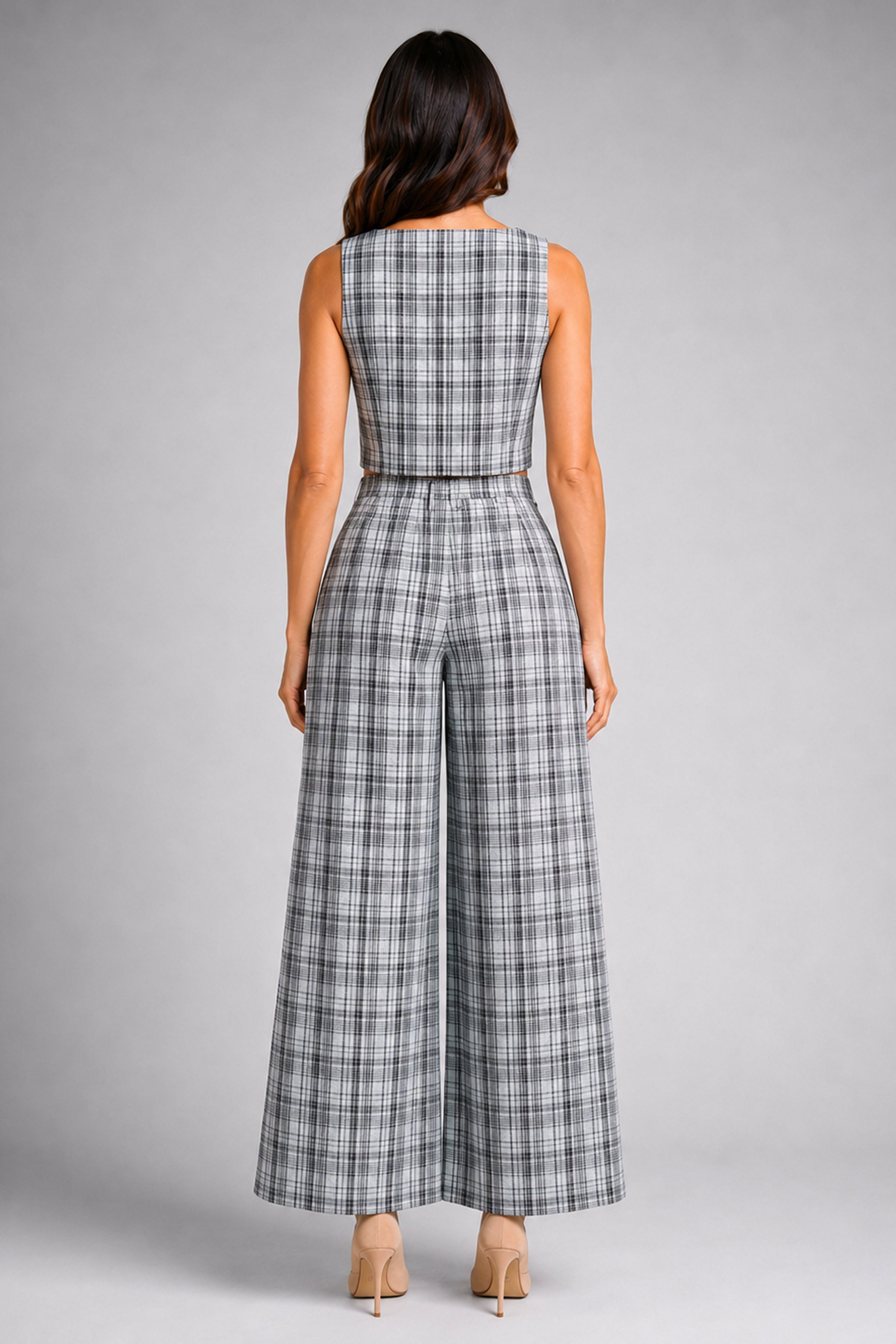 Envogue Formal Check Waist Coat - Off White