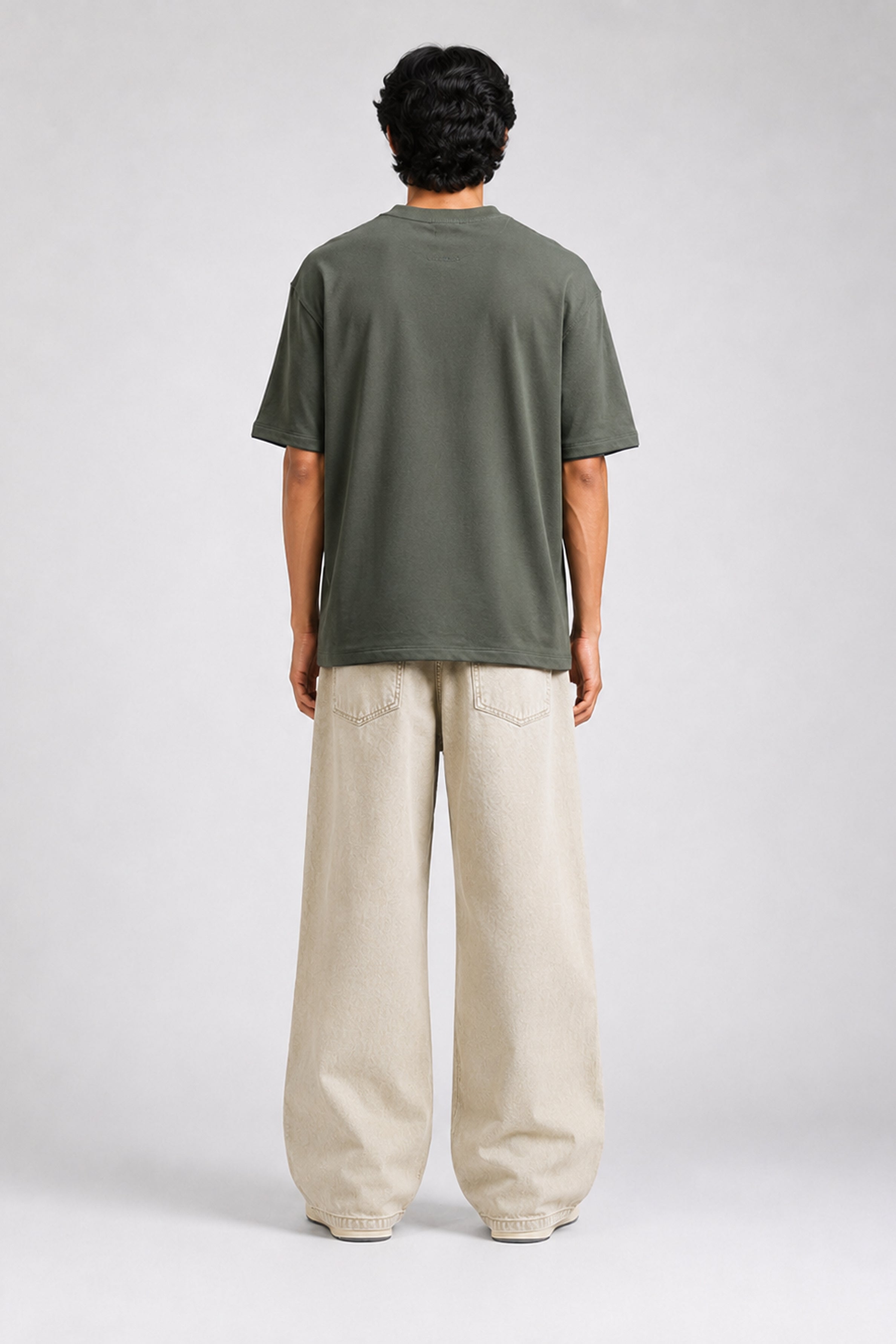 HUSTLE Men's Crew Neck Oversized Tees - Dark Green