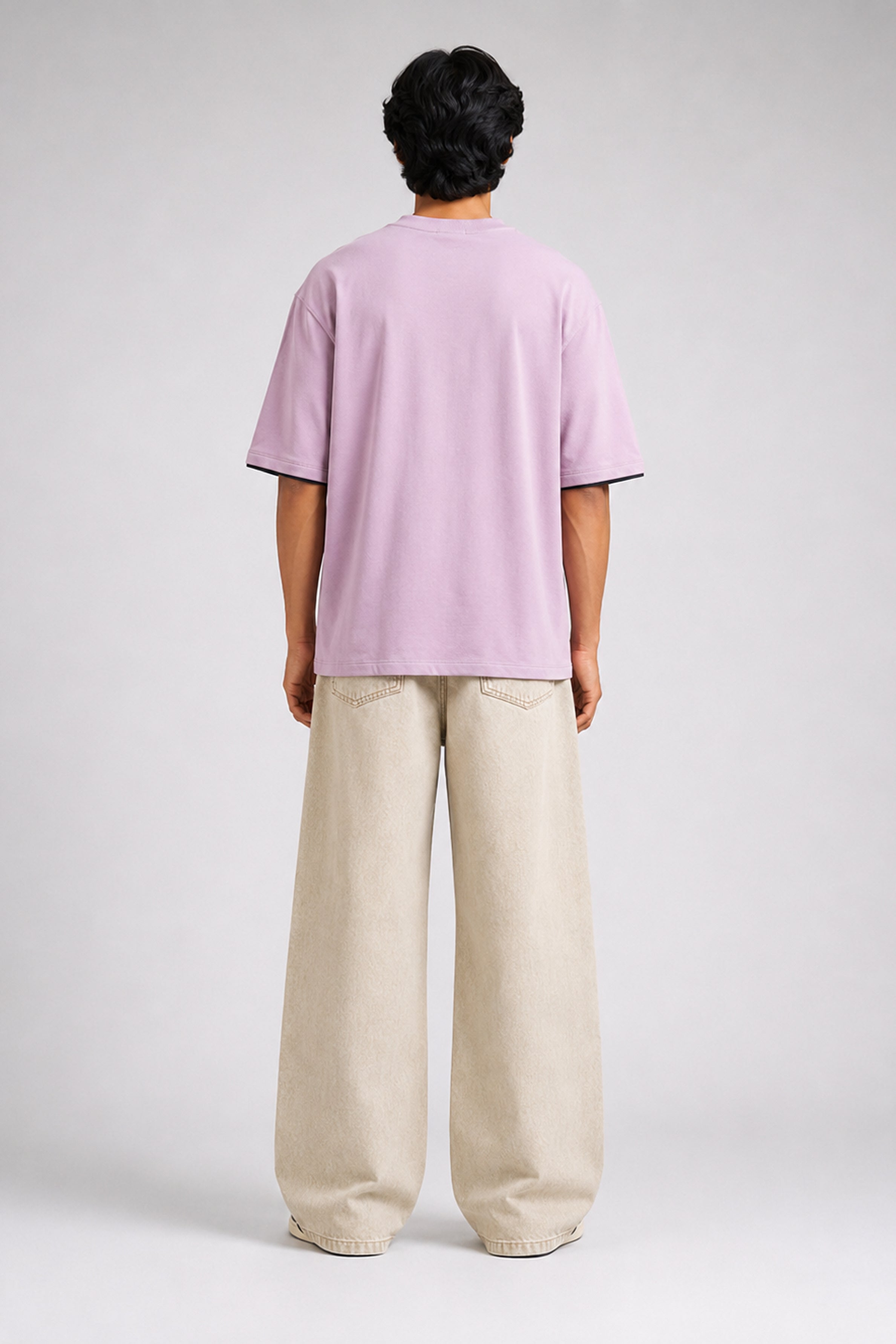 HUSTLE Men's Crew Neck Oversized Tees - Bulberry