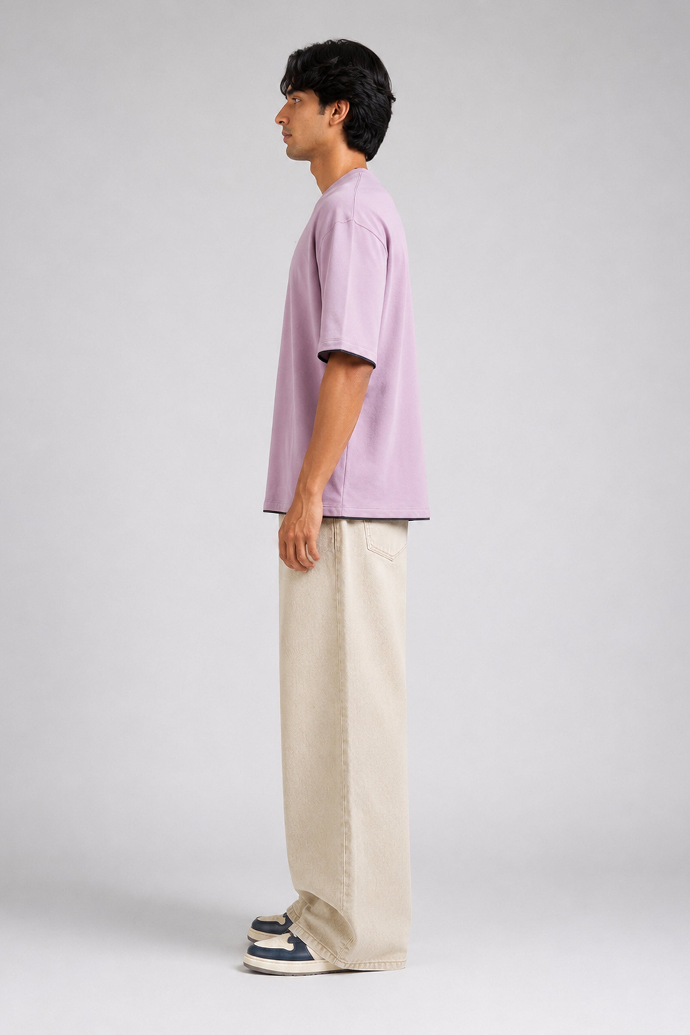 HUSTLE Men's Crew Neck Oversized Tees - Bulberry